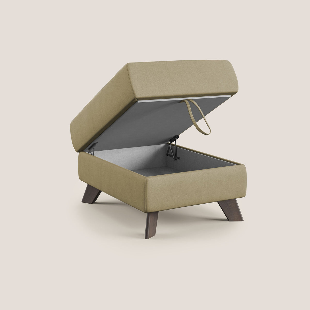 Moon Pouf contenitore e piedini alti in microfibra impermeabile T11 beige - divitt.sbs