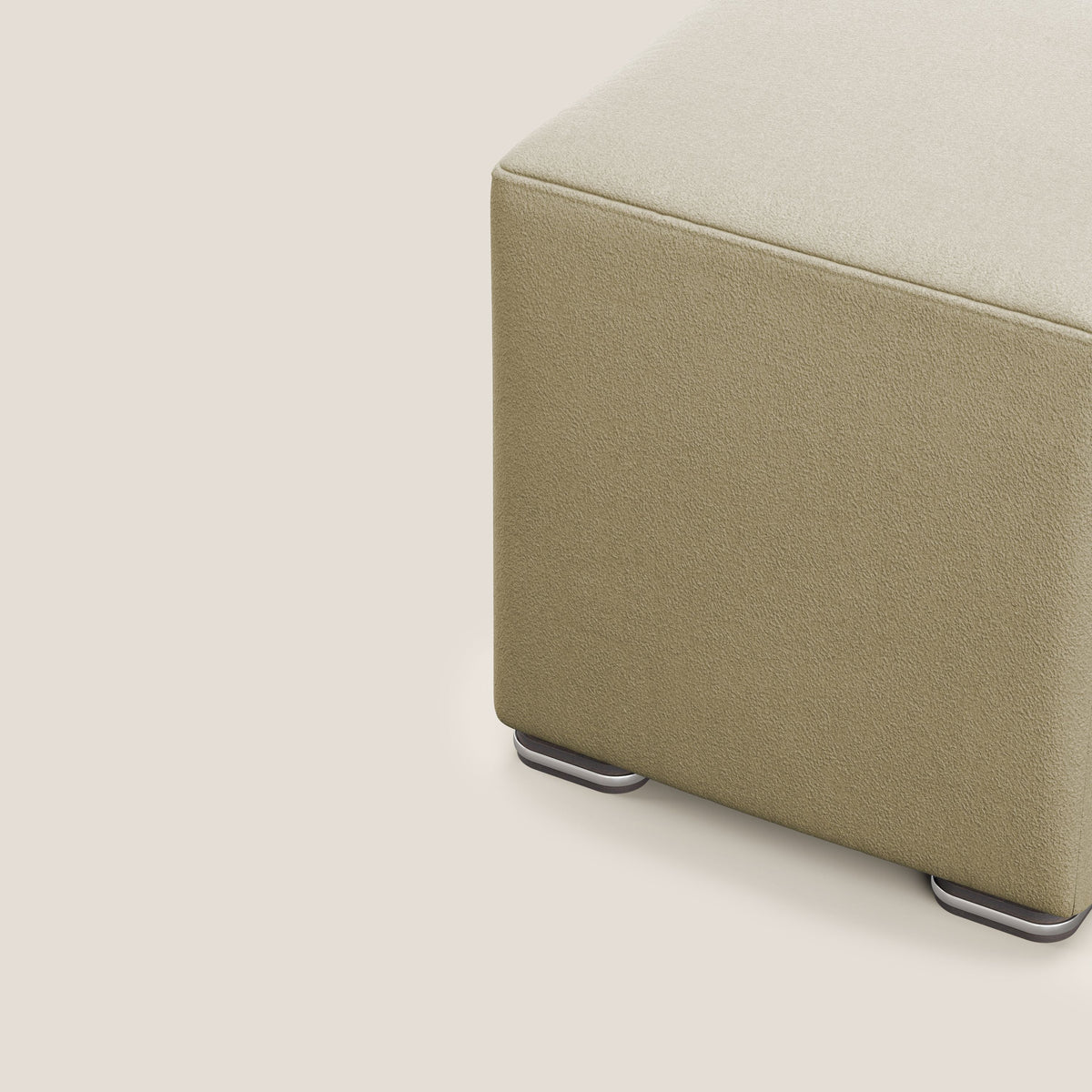 Cube pouf in microfibra smacchiabile T11 beige - divitt.sbs