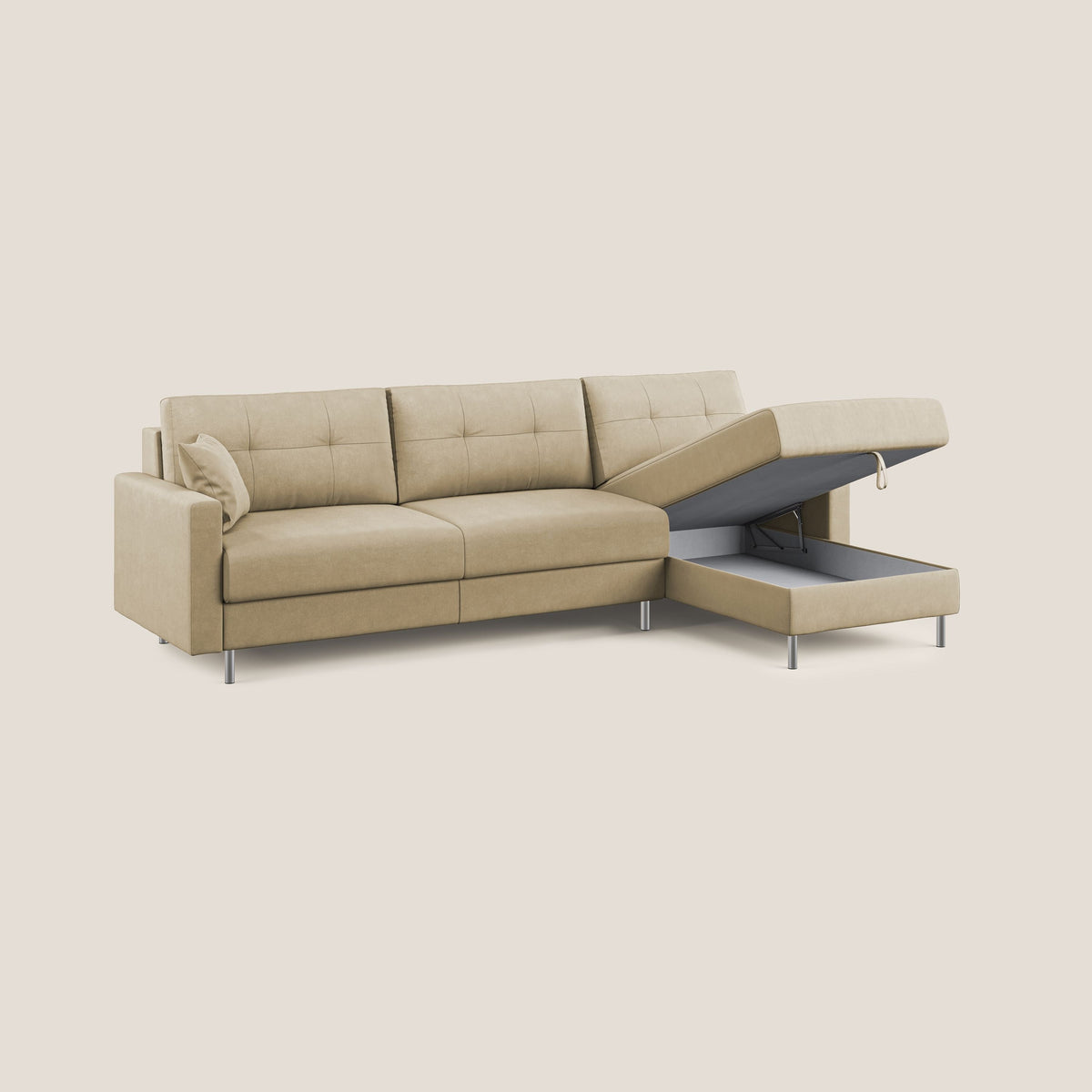 Megan divano letto angolare in microfibra smacchiabile T11 beige - divitt.sbs