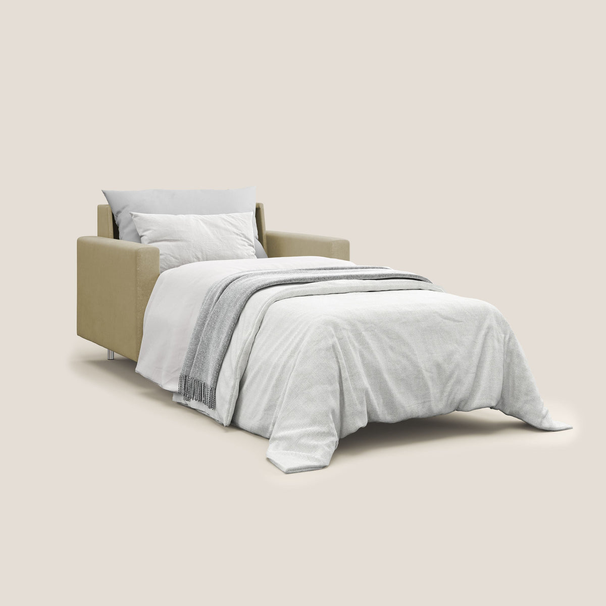 Megan poltrona letto in microfibra smacchiabile T11 beige - divitt.sbs