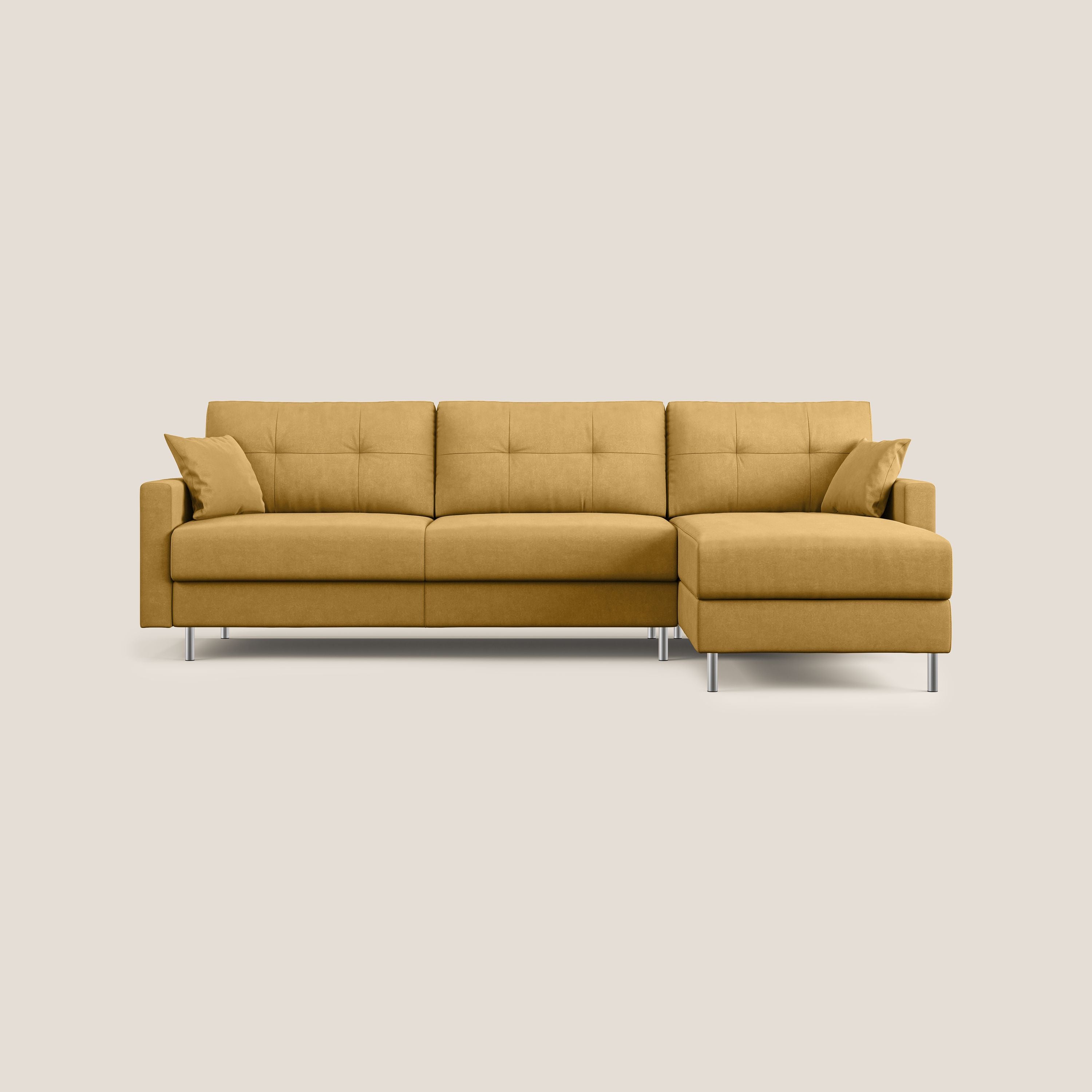 Megan divano letto angolare in microfibra smacchiabile T11 giallo - divitt.sbs