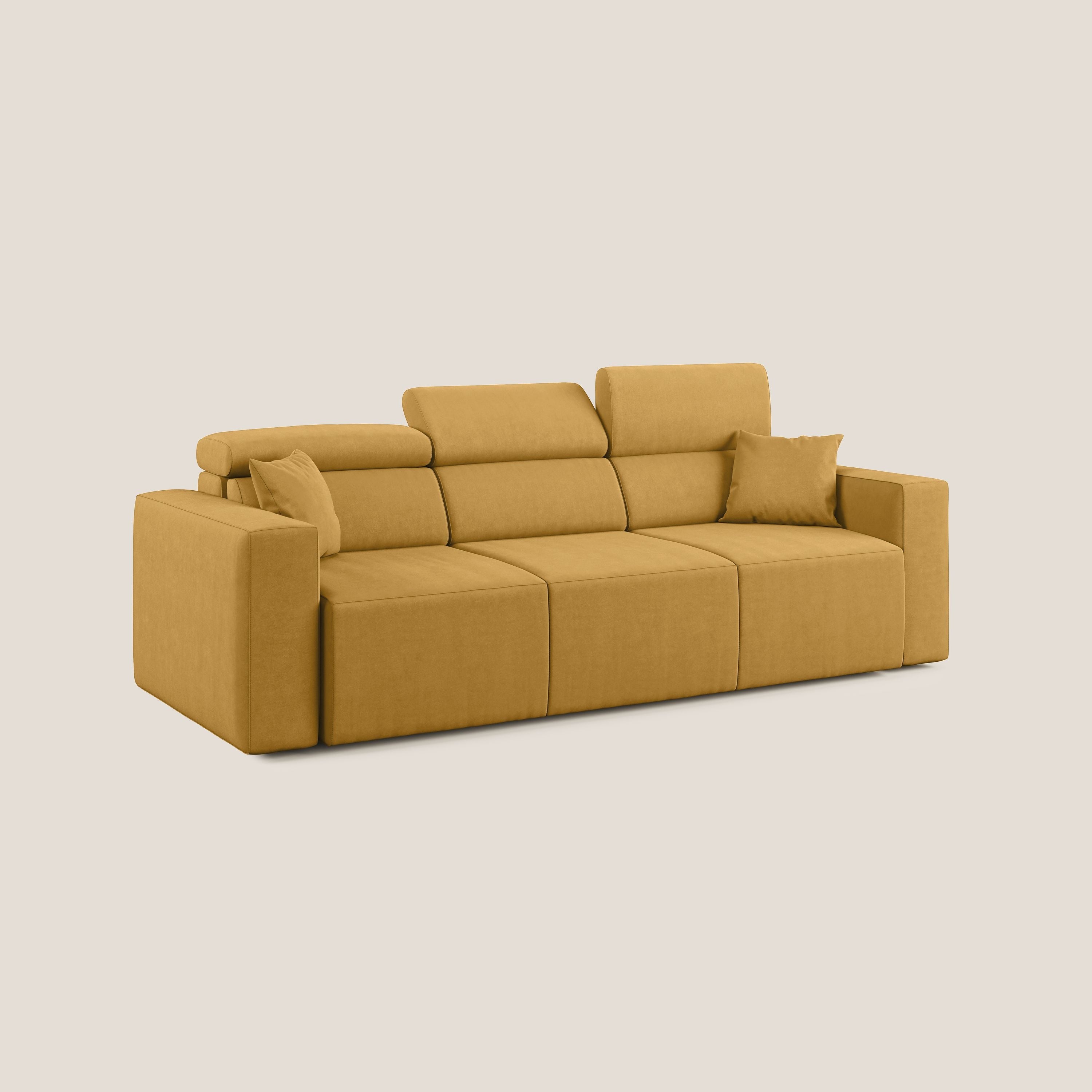 Orwell divano con 3 sedute estraibili in microfibra smacchiabile T11 giallo - divitt.sbs