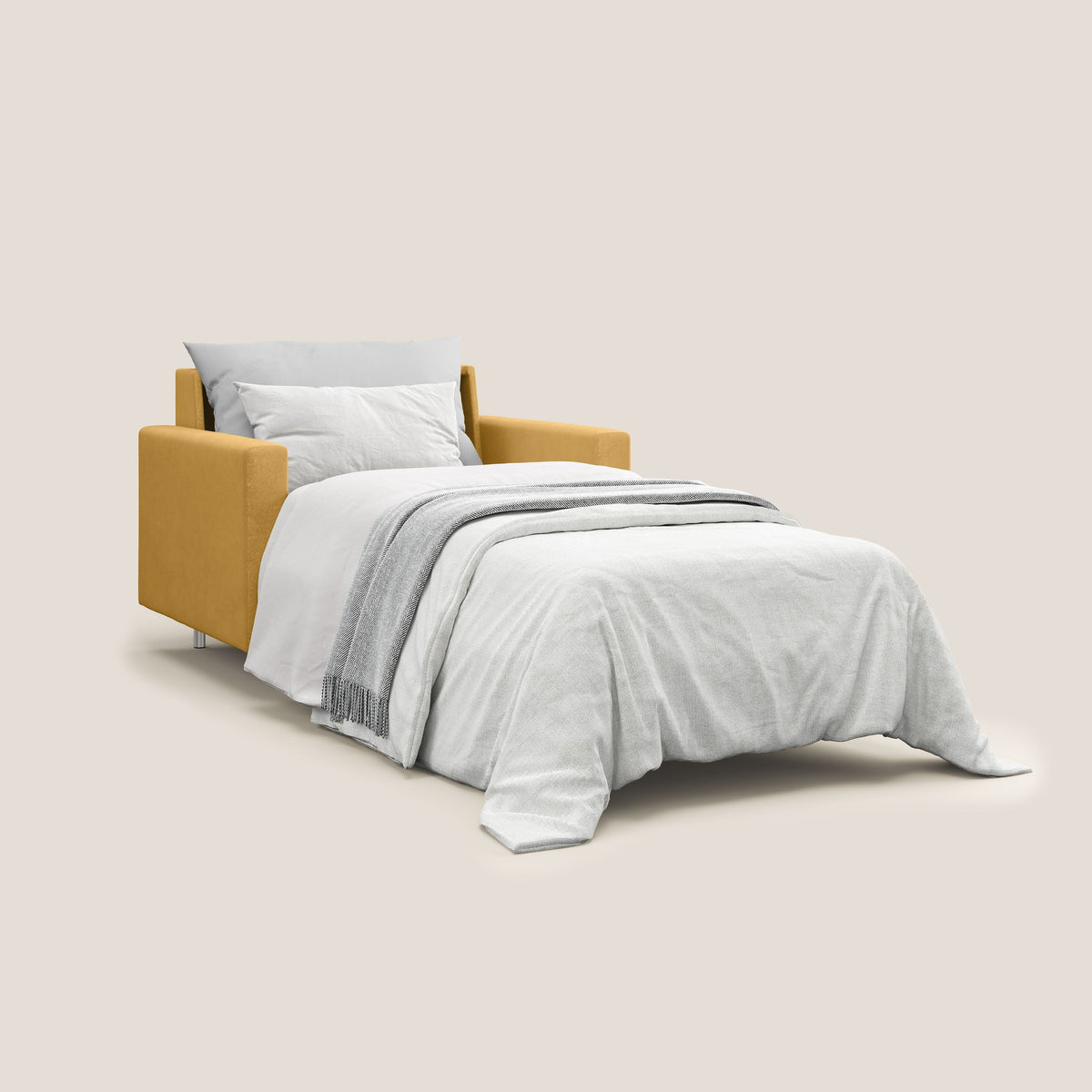 Megan poltrona letto in microfibra smacchiabile T11 giallo - divitt.sbs