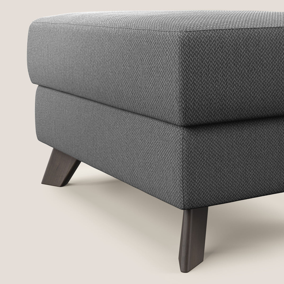 Moon Pouf contenitore e piedini alti in tessuto smacchiabile con acqua T05 antracite - divitt.sbs