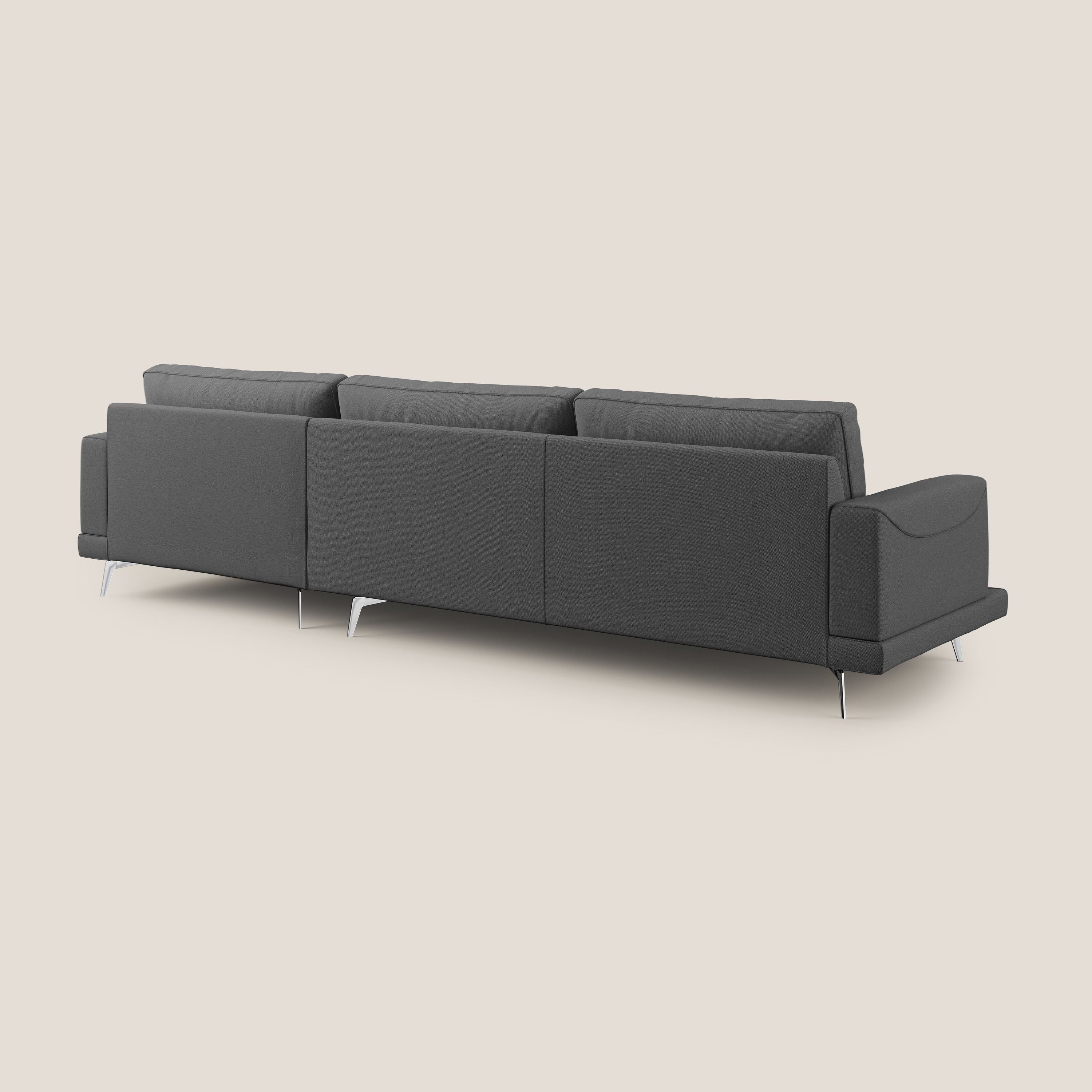 Dorian divano moderno angolare con penisola in tessuto morbido antimacchia T05 antracite - divitt.sbs