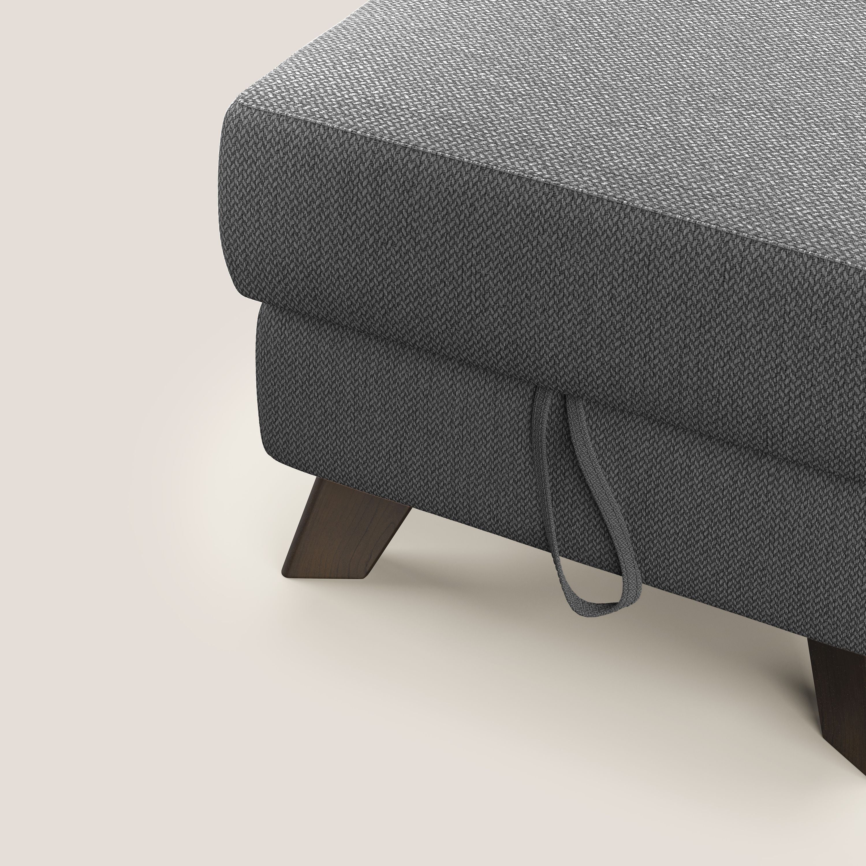 Moon Pouf contenitore e piedini alti in tessuto smacchiabile con acqua T05 antracite - divitt.sbs