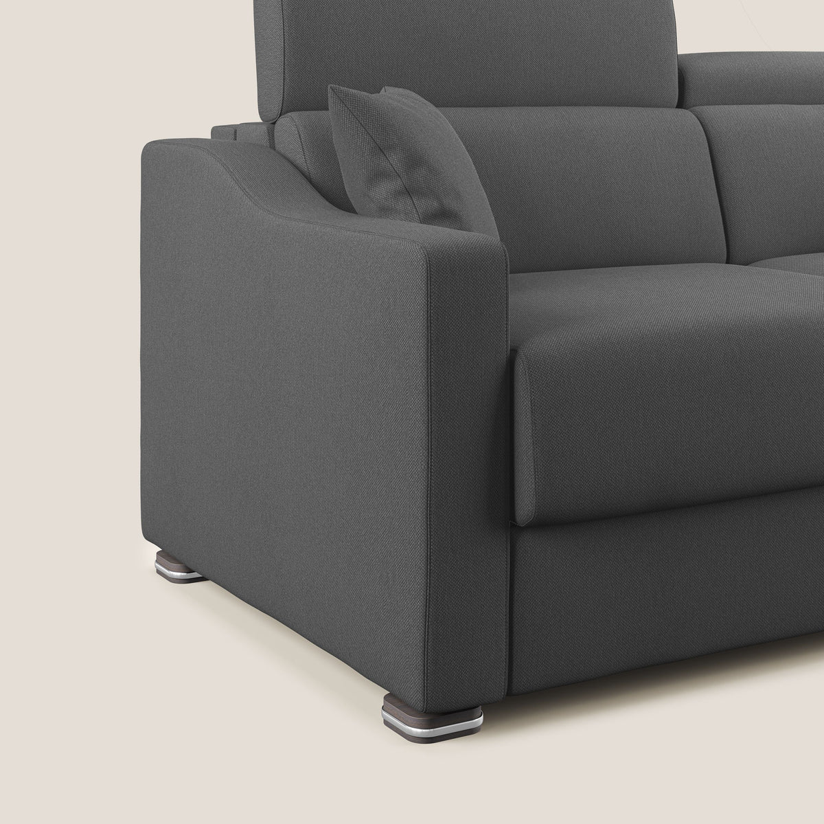 Amber divano letto angolare in tessuto smacchiabile T05 antracite - divitt.sbs