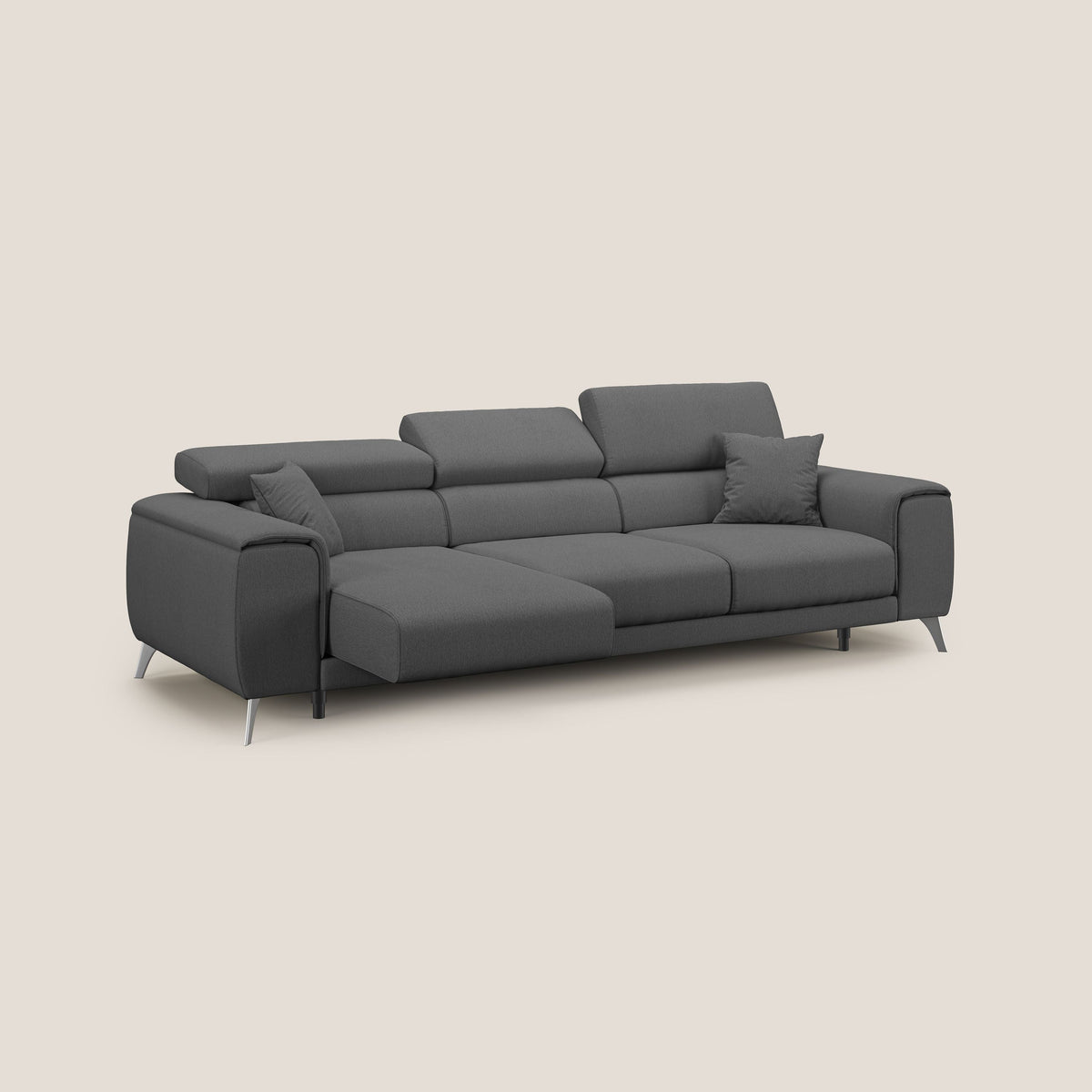 Fusion divano con 3 sedute allungabili in tessuto smacchiabile T05 antracite - divitt.sbs