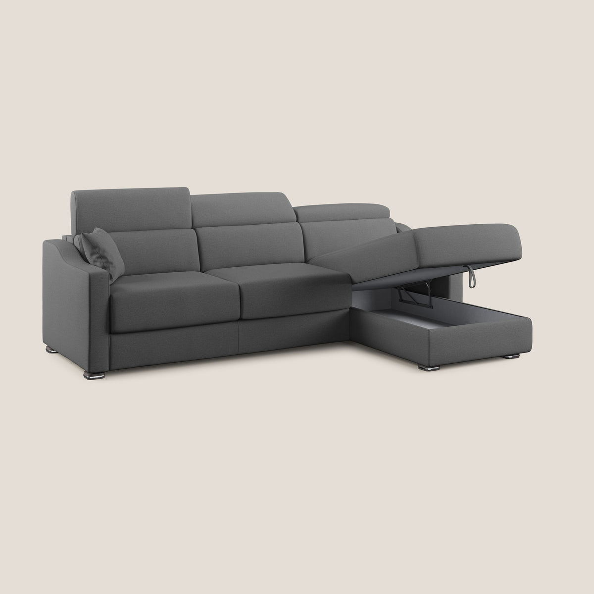 Amber divano letto angolare in tessuto smacchiabile T05 antracite - divitt.sbs