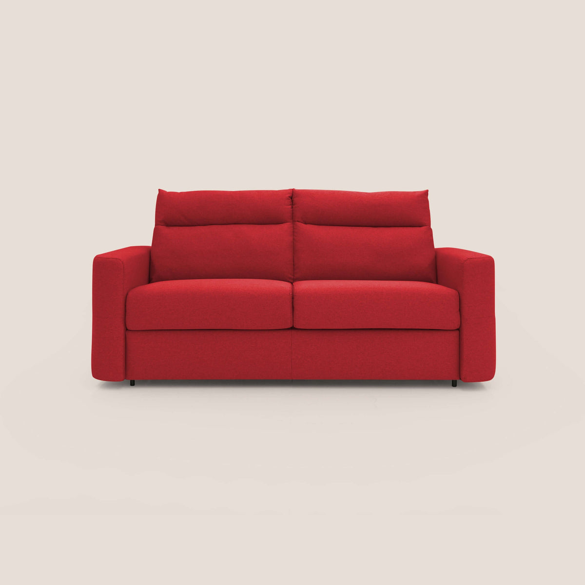 Cupido Divano letto materasso H18 cm e schienale alto in tessuto impermeabile simil cotone T13 rosso - divitt.sbs
