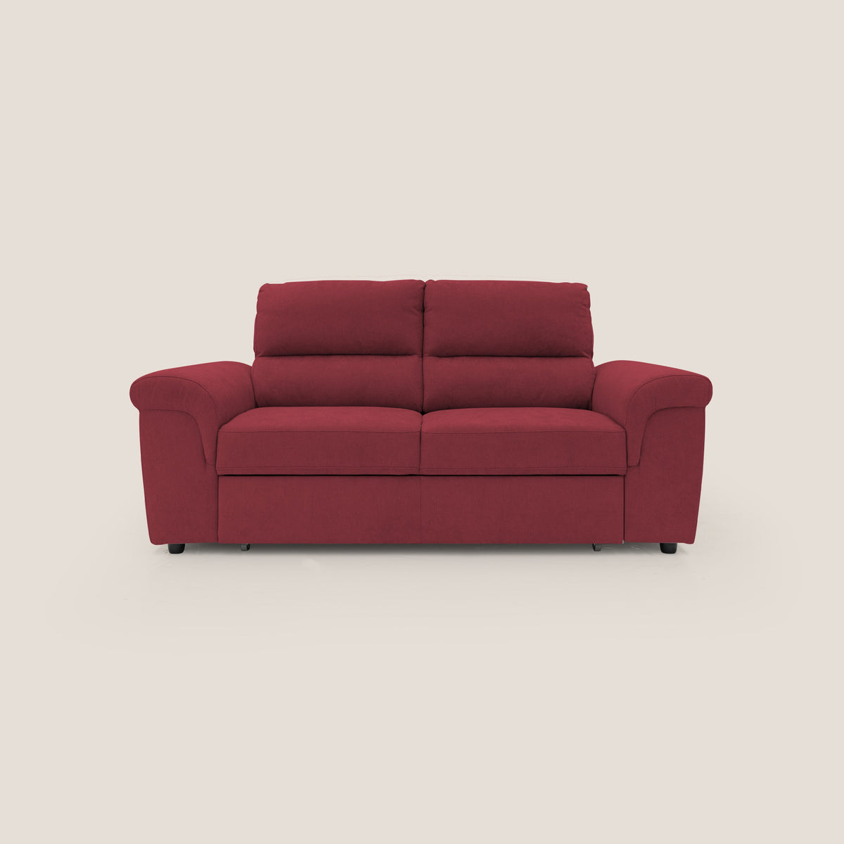 Minerva divano con pouf estraibile poggiapiedi in tessuto morbido impermeabile T02 rosso - divitt.sbs
