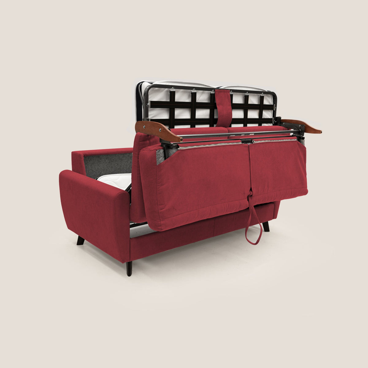 Callisto Divano letto matrimoniale in tessuto morbido impermeabile T02 rosso - divitt.sbs