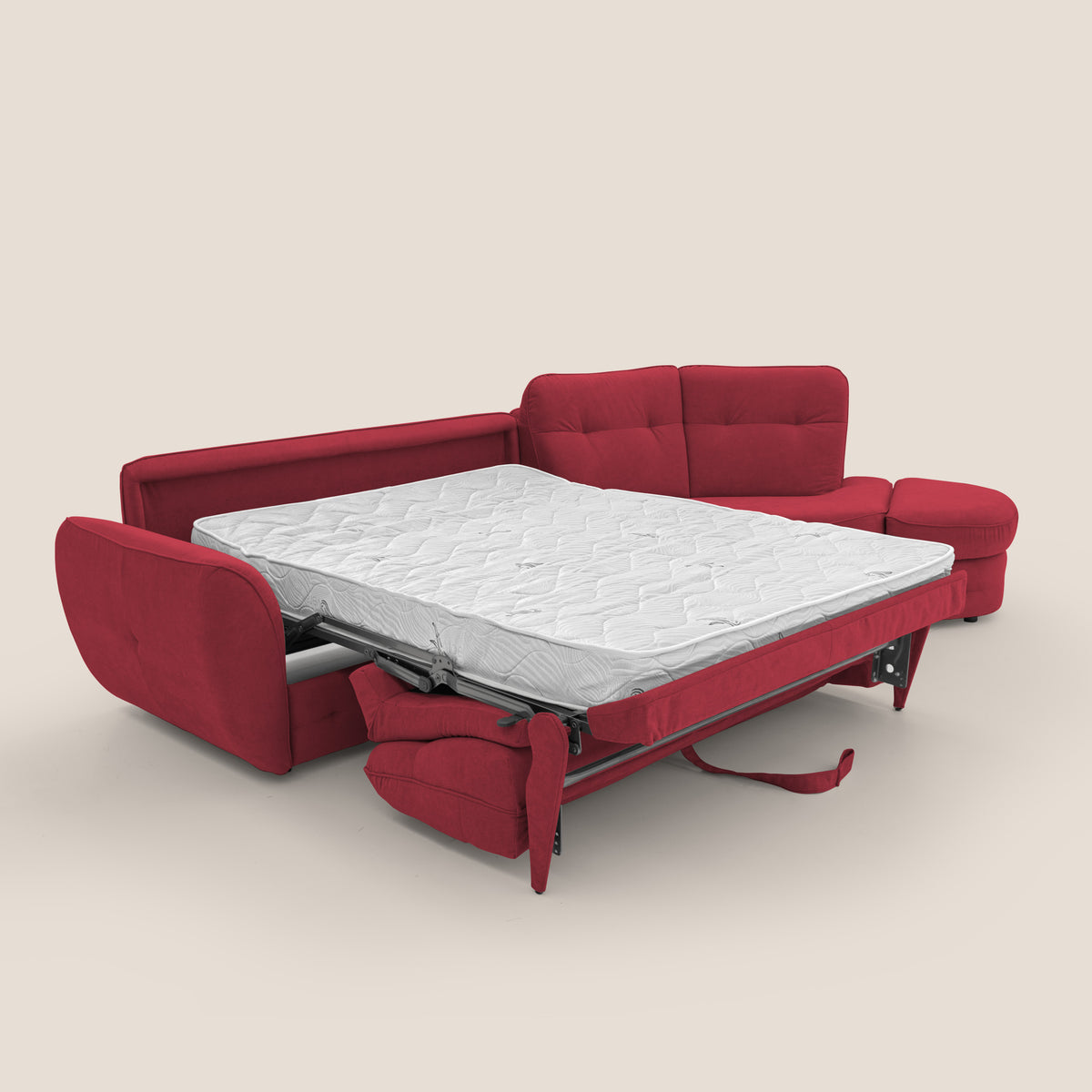 Zeus divano letto angolare con materasso H18 cm pouf mobile in tessuto impermeabile T02 - divitt.sbs