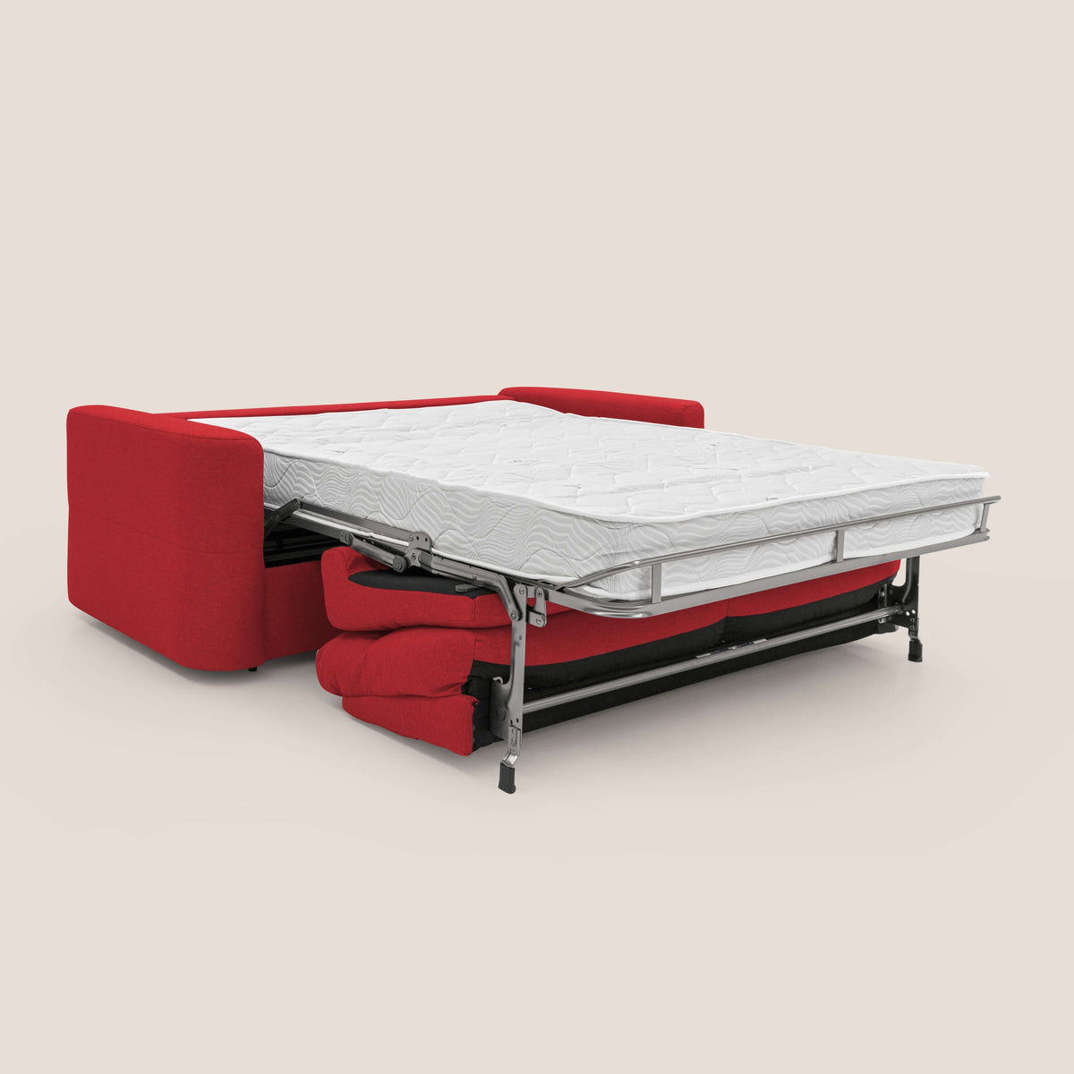 Cupido Divano letto materasso H18 cm e schienale alto in tessuto impermeabile simil cotone T13 rosso - divitt.sbs