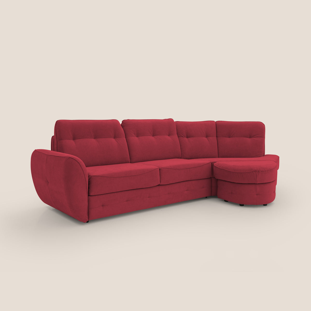 Zeus divano letto angolare con materasso H18 cm pouf mobile in tessuto impermeabile T02 - divitt.sbs