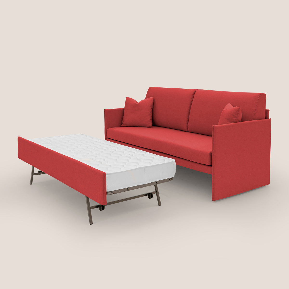 Tortona Divano duplex con doppio letto in tessuto simil cotone impermeabile T13 rosso - divitt.sbs