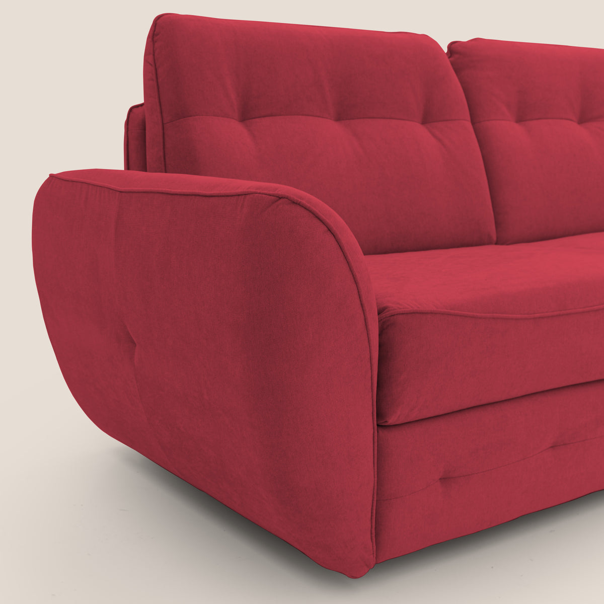 Zeus divano letto angolare con materasso H18 cm pouf mobile in tessuto impermeabile T02 - divitt.sbs