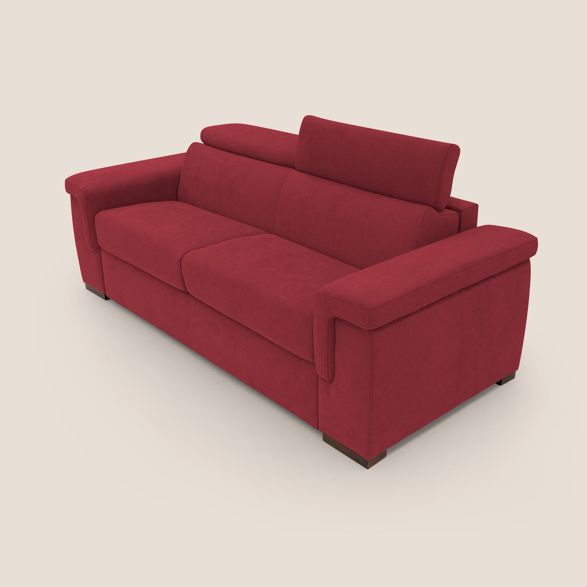 Giunone divano letto con materasso alto 18 cm e poggiatesta reclinabili in tessuto impermeabile T02 rosso - divitt.sbs