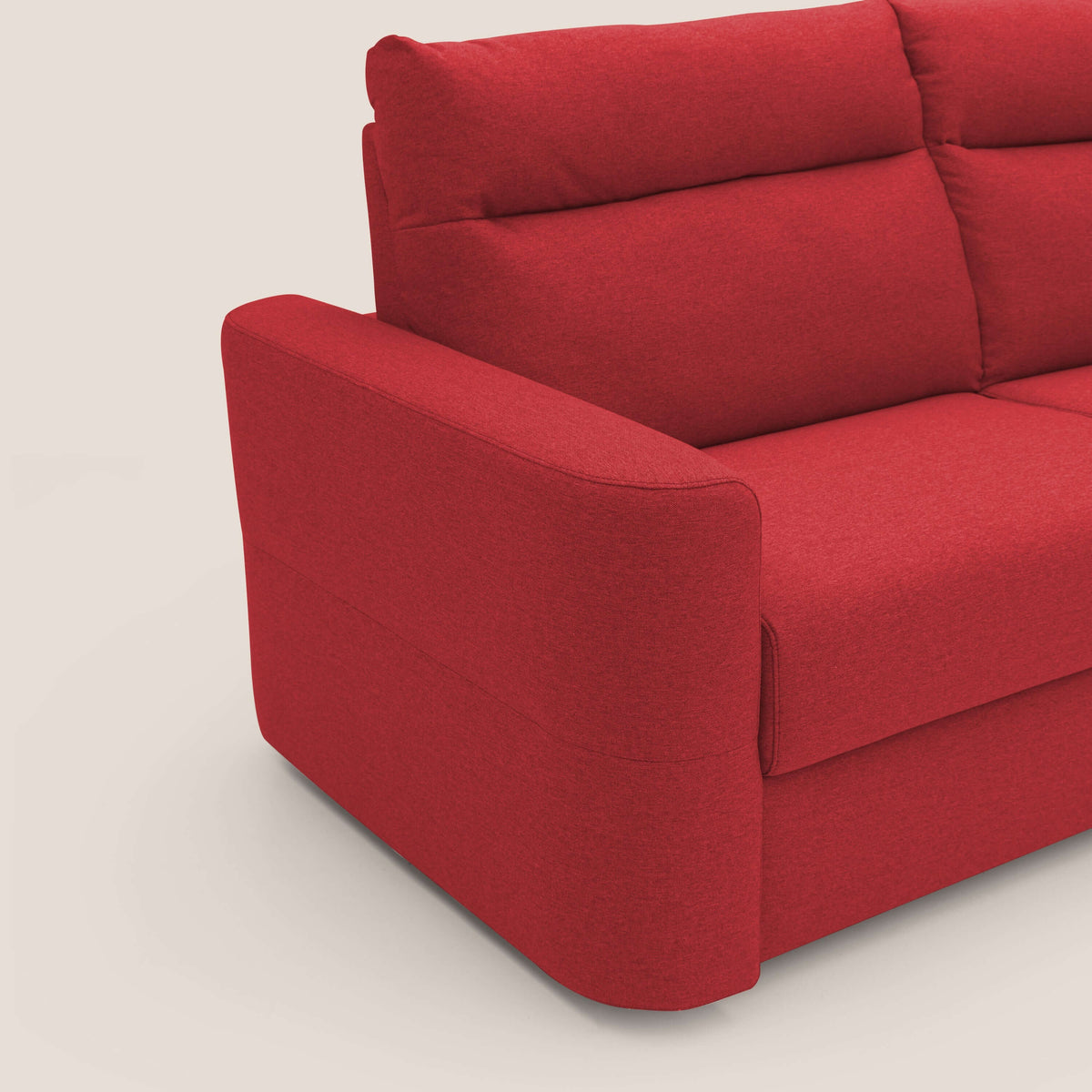 Cupido Divano letto materasso H18 cm e schienale alto in tessuto impermeabile simil cotone T13 rosso - divitt.sbs