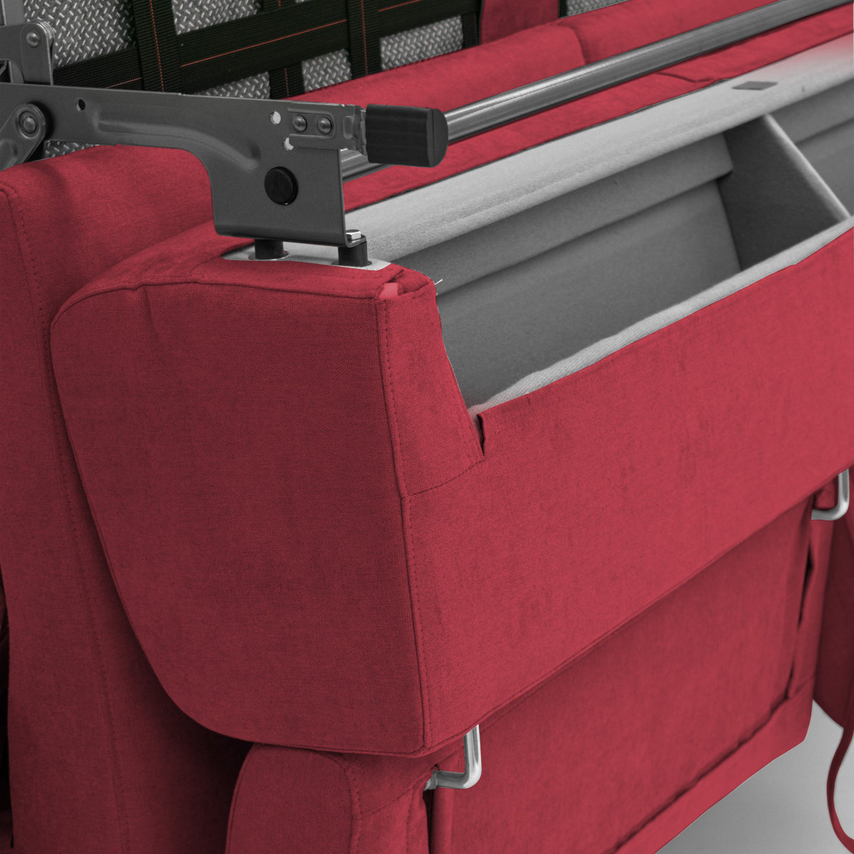 Bjorn divano letto sfoderabile con materasso H18 cm e poggiatesta reclinabili in tessuto impermeabile T02 rosso - divitt.sbs