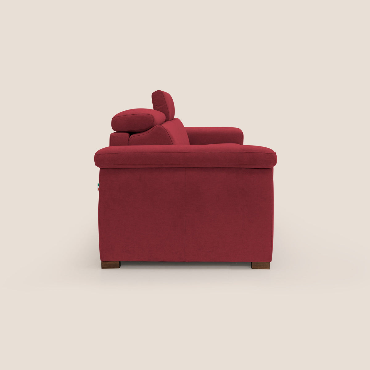 Giunone divano letto con materasso alto 18 cm e poggiatesta reclinabili in tessuto impermeabile T02 rosso - divitt.sbs
