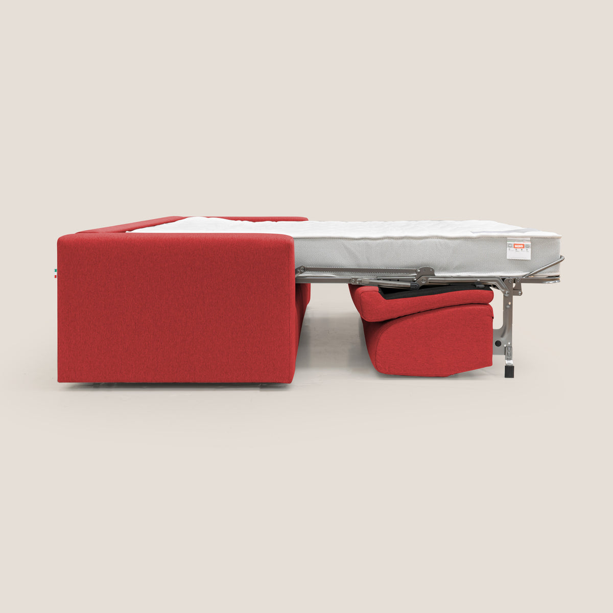 Kansas Divano letto matrimoniale alto 20 cm in tessuto impermeabile misto cotone T13 rosso - divitt.sbs