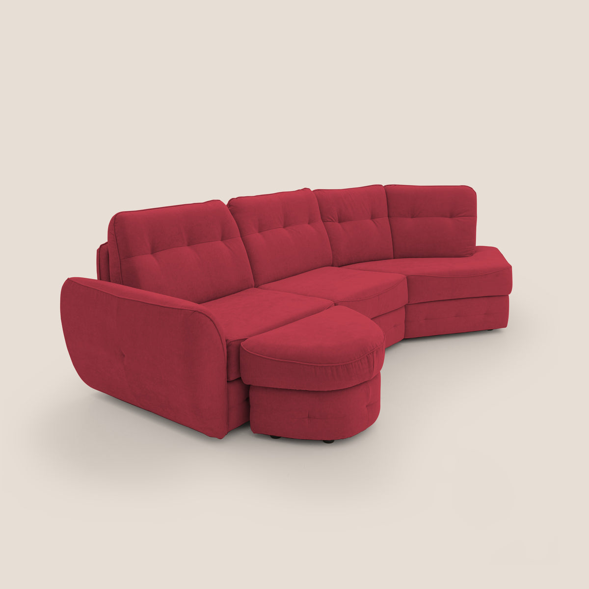 Zeus divano letto angolare con materasso H18 cm pouf mobile in tessuto impermeabile T02 - divitt.sbs