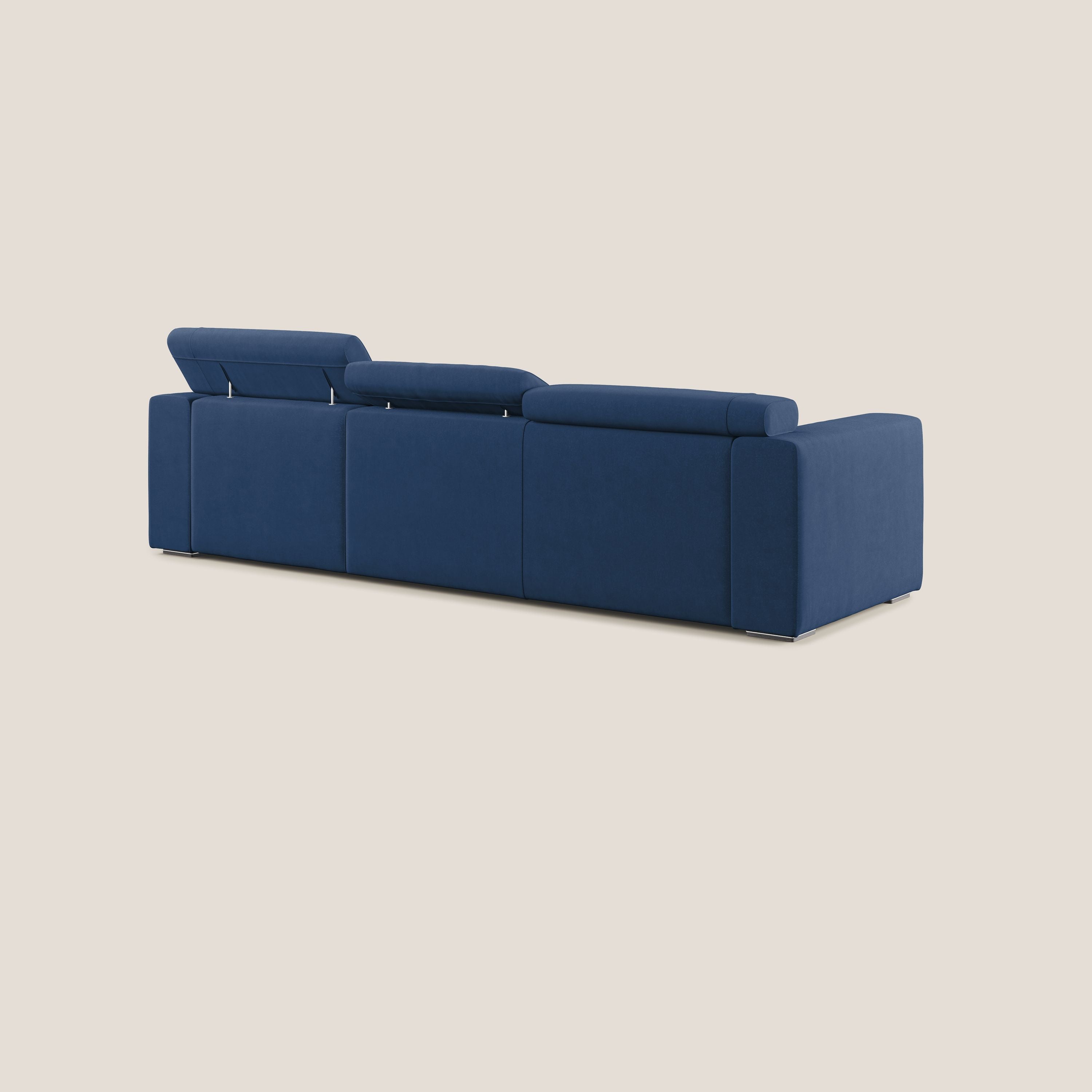 Vegas divano angolare con poggiatesta reclinabili in microfibra impermeabile T11 blu - divitt.sbs