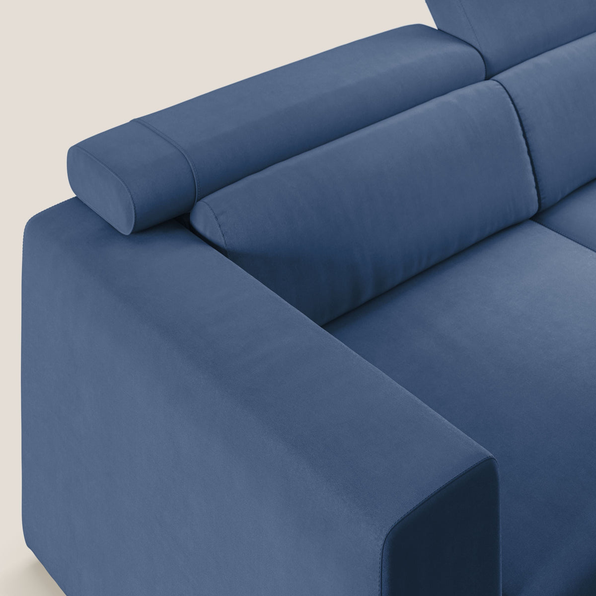 Vegas divano con poggiatesta reclinabili in microfibra smacchiabile T11 blu - divitt.sbs