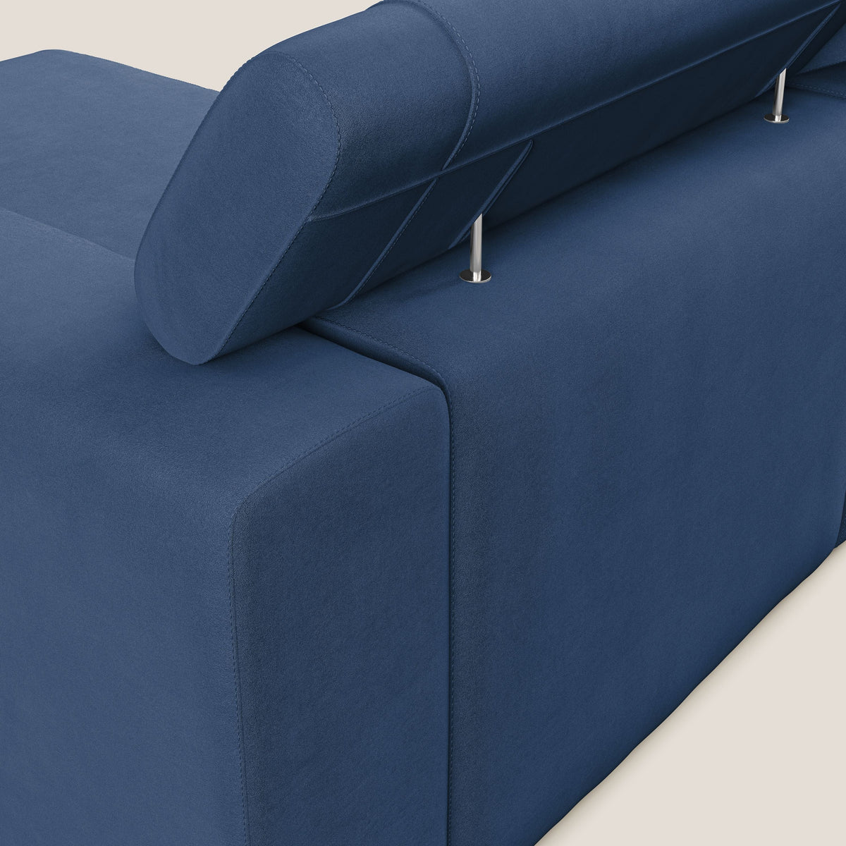 Vegas divano angolare con poggiatesta reclinabili in microfibra impermeabile T11 blu - divitt.sbs