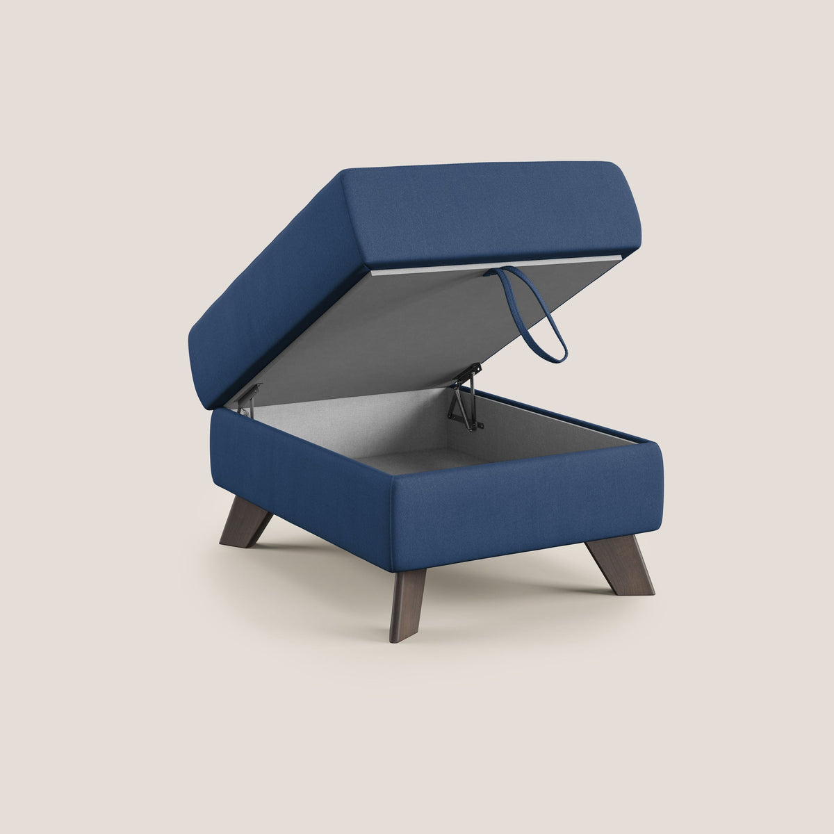 Moon Pouf contenitore e piedini alti in microfibra impermeabile T11 blu - divitt.sbs