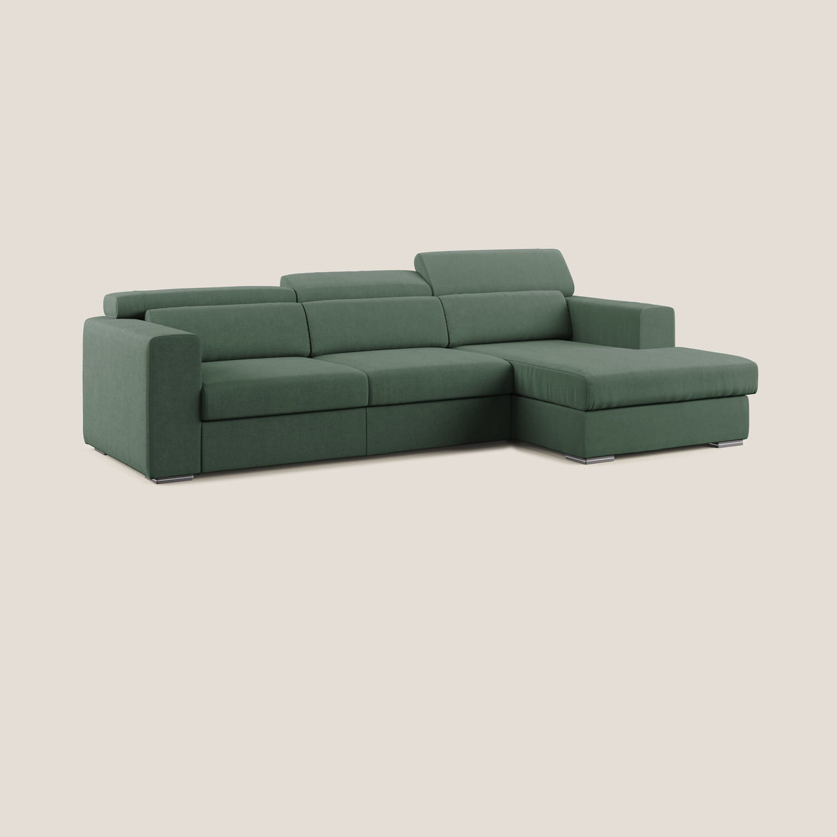 Vegas divano angolare con poggiatesta reclinabili in microfibra impermeabile T11 verde - divitt.sbs