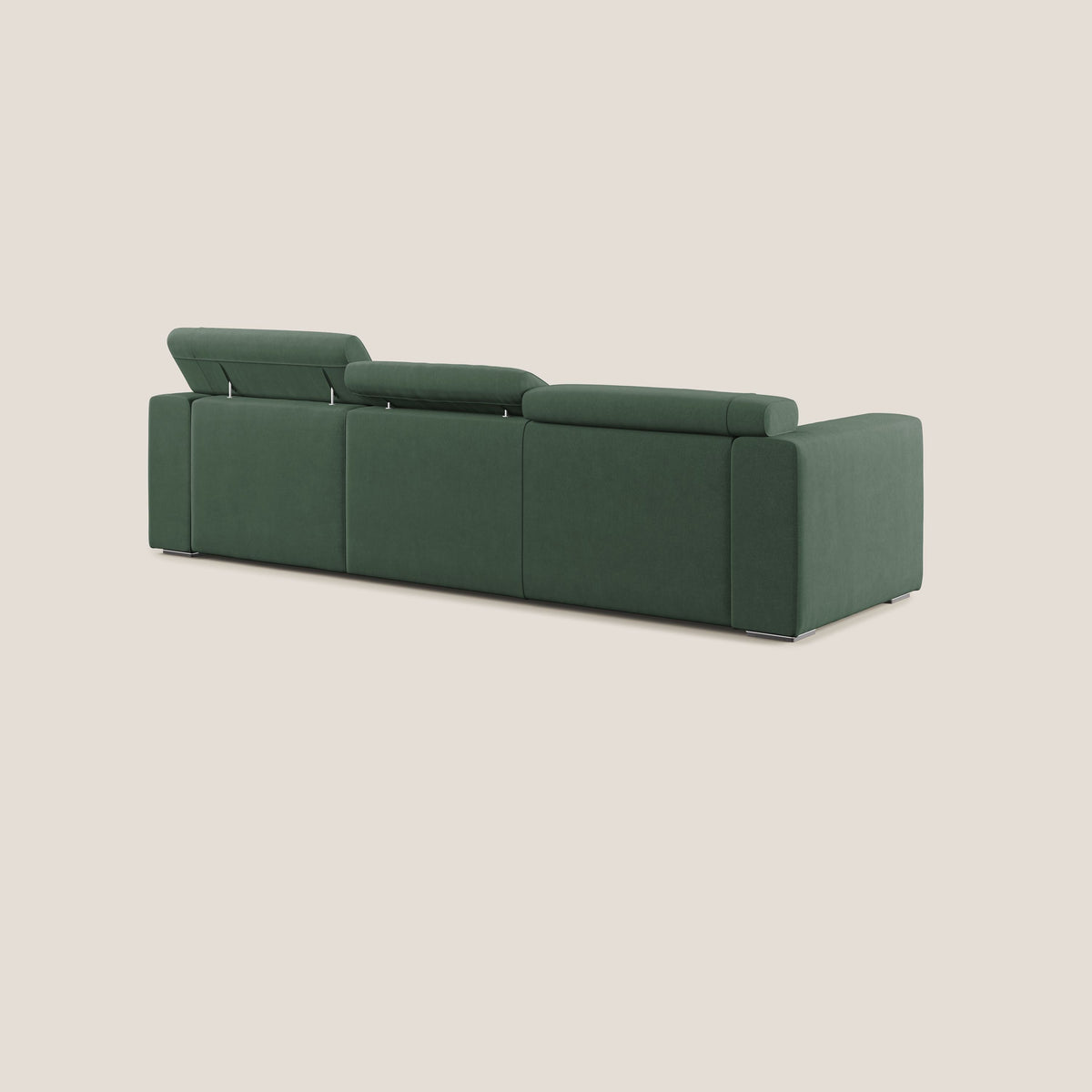 Vegas divano angolare con poggiatesta reclinabili in microfibra impermeabile T11 verde - divitt.sbs