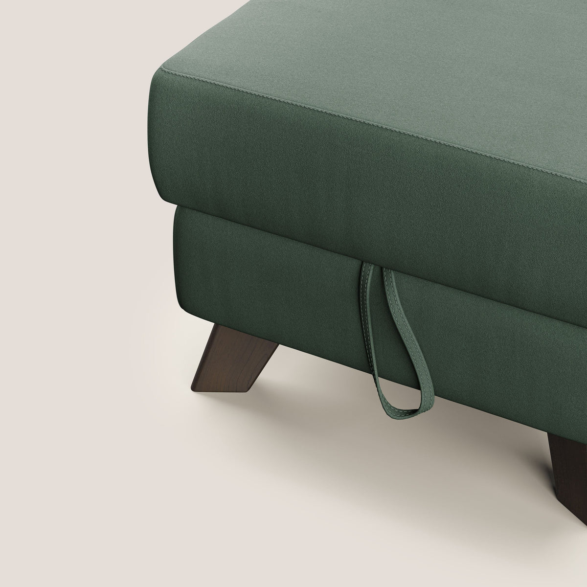Moon Pouf contenitore e piedini alti in microfibra impermeabile T11 verde - divitt.sbs