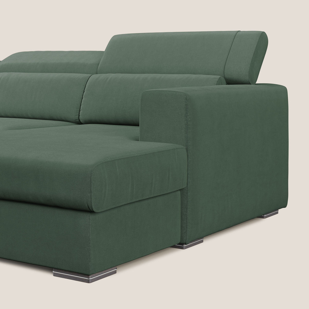 Vegas divano angolare con poggiatesta reclinabili in microfibra impermeabile T11 verde - divitt.sbs