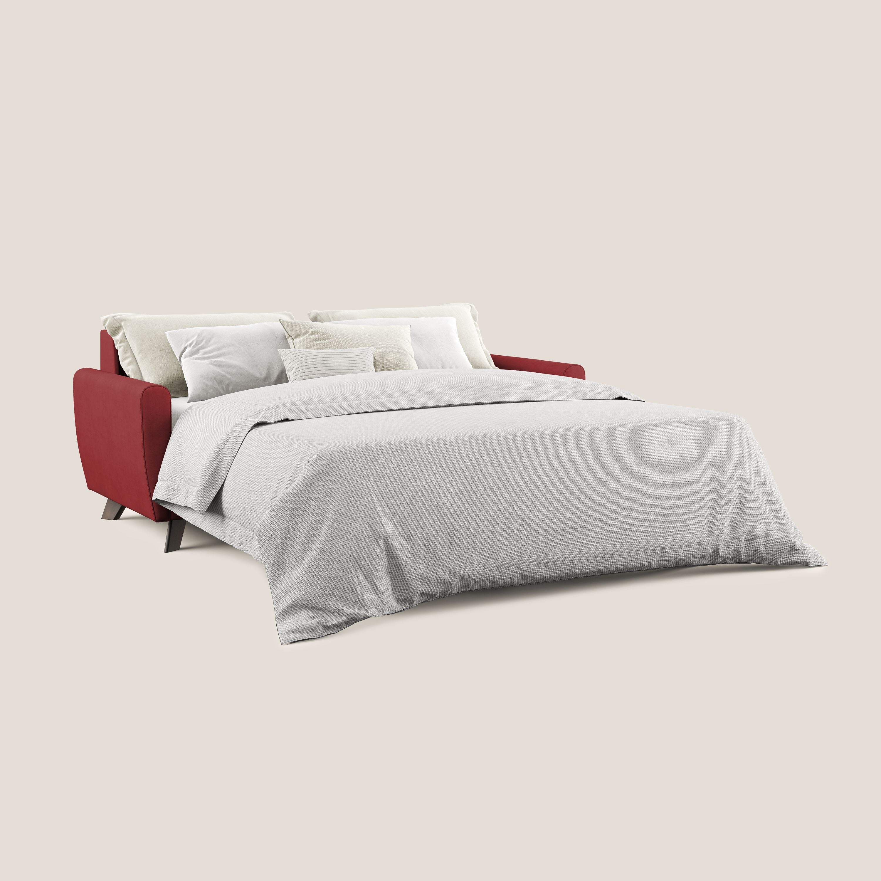 Callisto Divano letto matrimoniale in tessuto morbido impermeabile T02 rosso - divitt.sbs