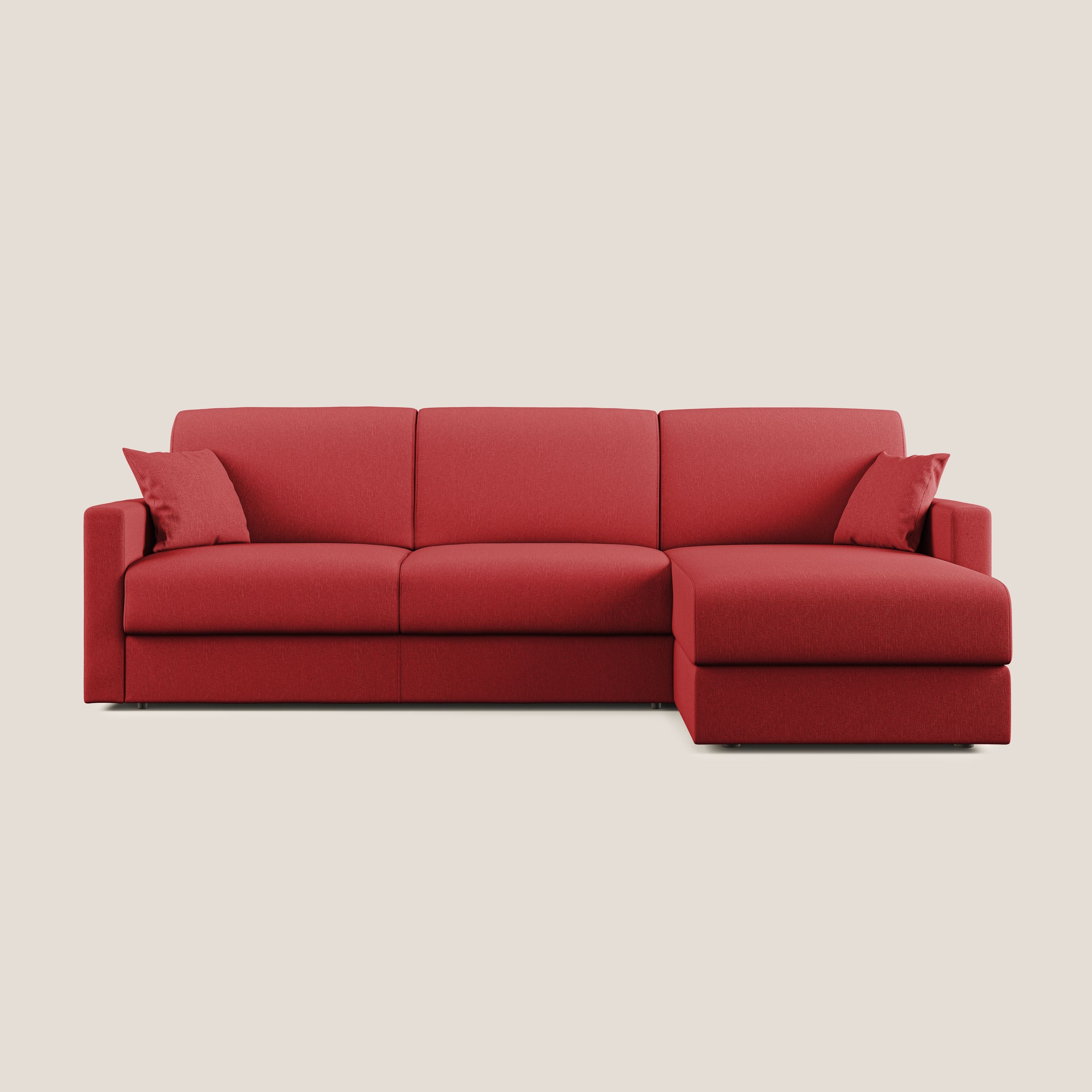 Chris Divano letto angolare 5 posti in tessuto impermeabile T13 rosso - divitt.sbs