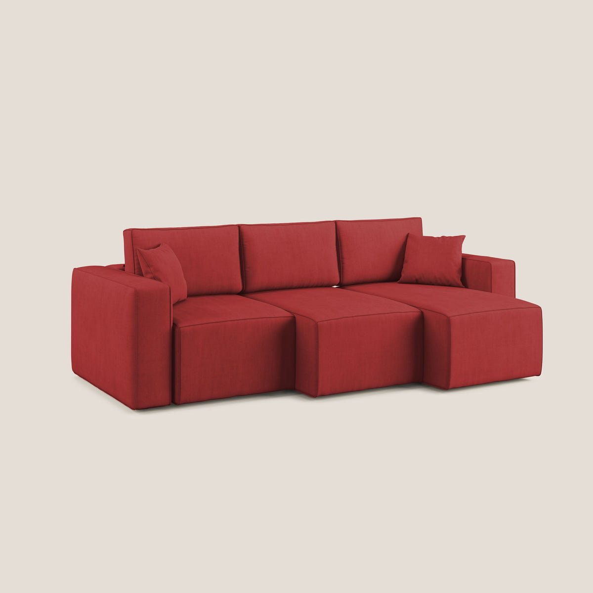 Morfeo divano con 3 sedute estraibili in morbido tessuto impermeabile T02 rosso - divitt.sbs