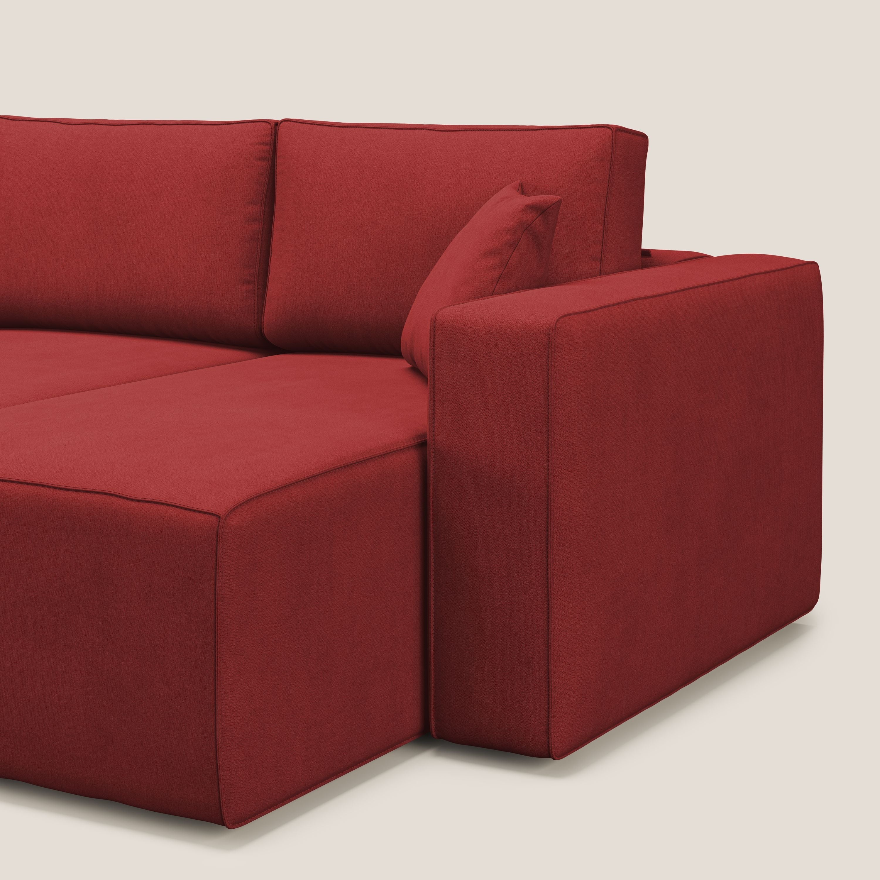 Morfeo divano con 3 sedute estraibili in morbido tessuto impermeabile T02 rosso - divitt.sbs