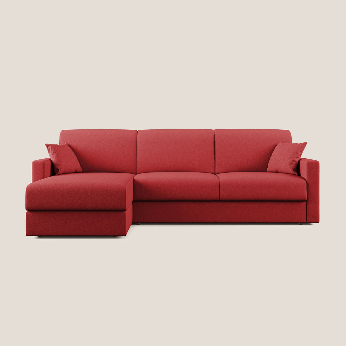 Chris Divano letto angolare 5 posti in tessuto impermeabile T13 rosso - divitt.sbs