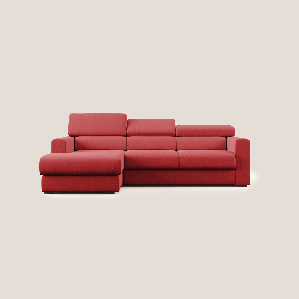 Dylan divano angolare con pouf estraibile poggiapiedi in tessuto simil cotone impermeabile T13 rosso - divitt.sbs