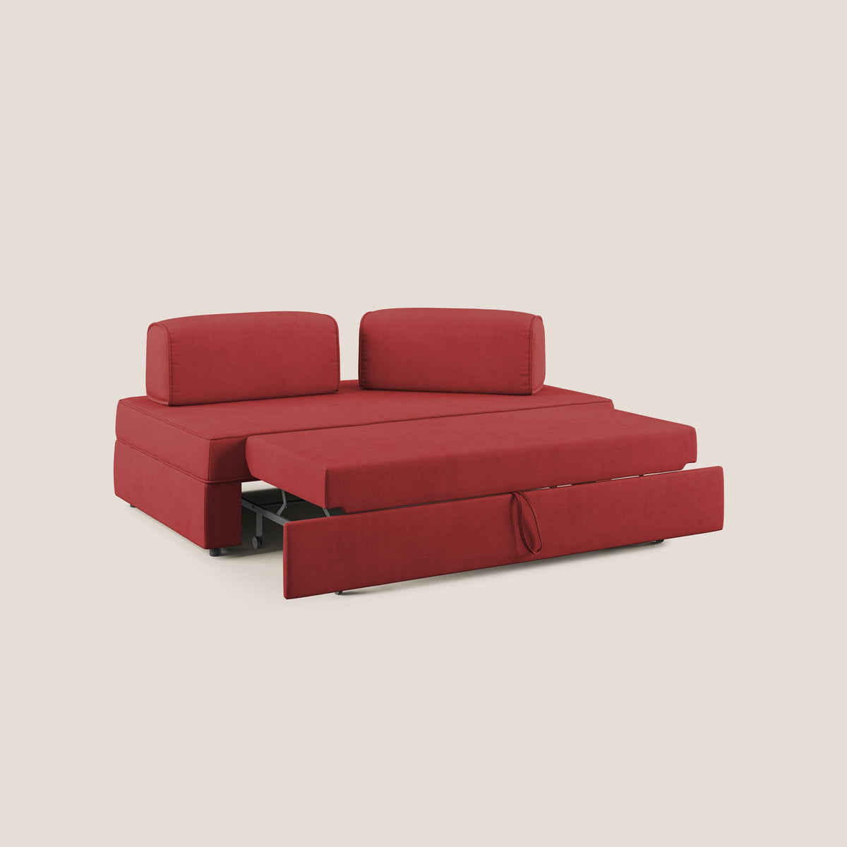 Liberty divano con pouf estraibile e schienali movibili in tessuto morbido impermeabile T02 rosso - divitt.sbs