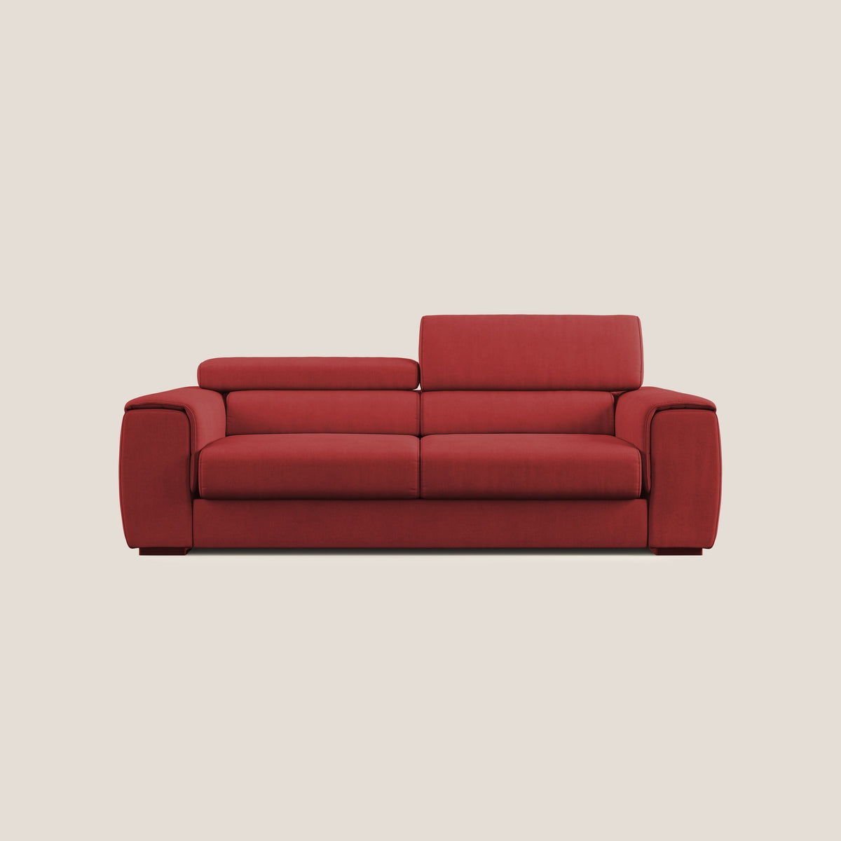 Zeno Divano con pouf estraibile poggiapiedi in tessuto morbido impermeabile T02 rosso - divitt.sbs