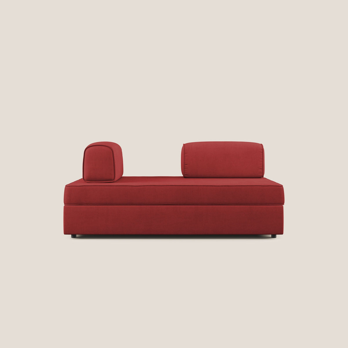 Liberty divano con pouf estraibile e schienali movibili in tessuto morbido impermeabile T02 rosso - divitt.sbs
