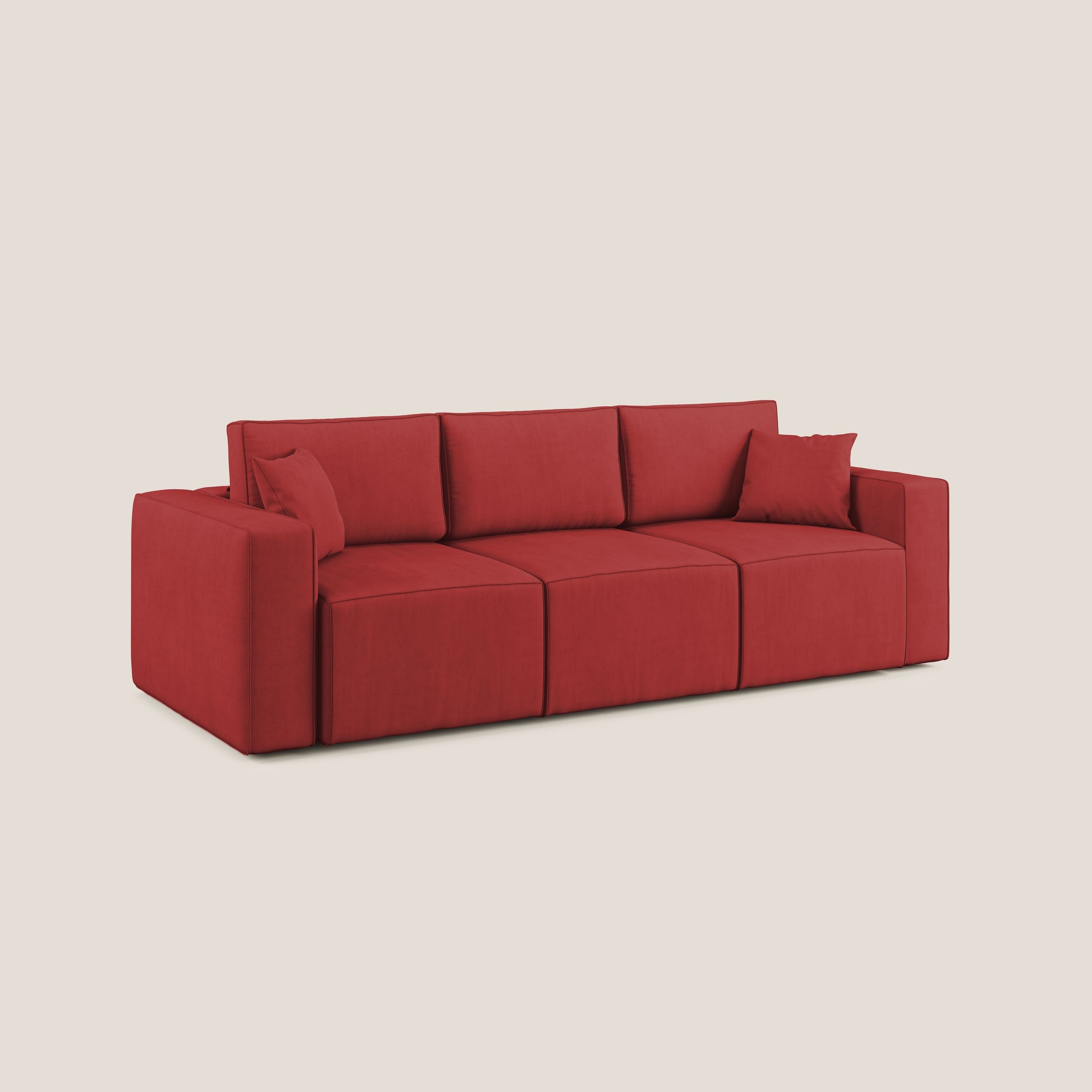 Morfeo divano con 3 sedute estraibili in morbido tessuto impermeabile T02 rosso - divitt.sbs