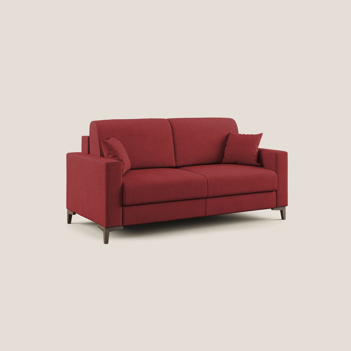 Kafka divano letto matrimoniale in morbido tessuto impermeabile T02 rosso - divitt.sbs