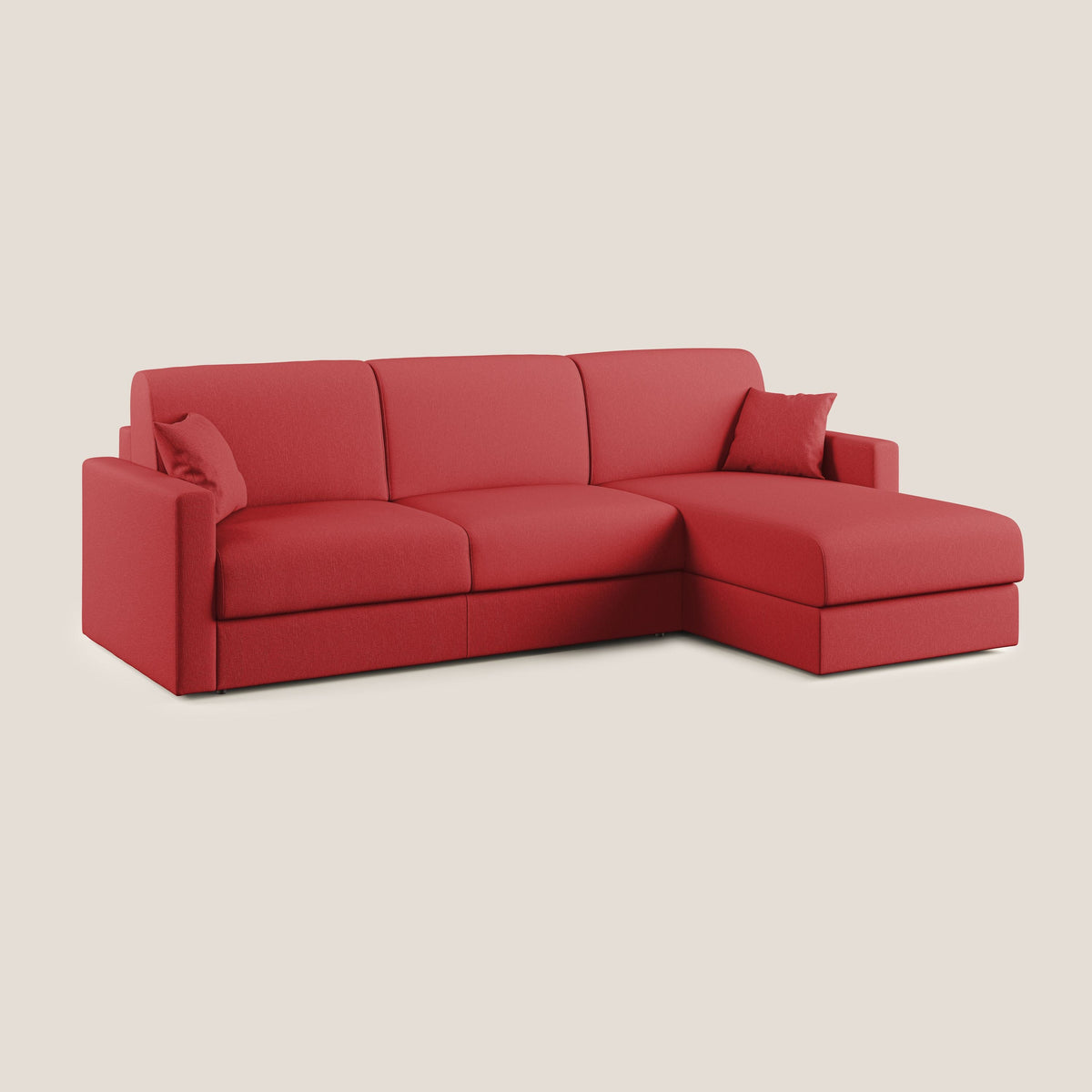 Chris Divano letto angolare 5 posti in tessuto impermeabile T13 rosso - divitt.sbs