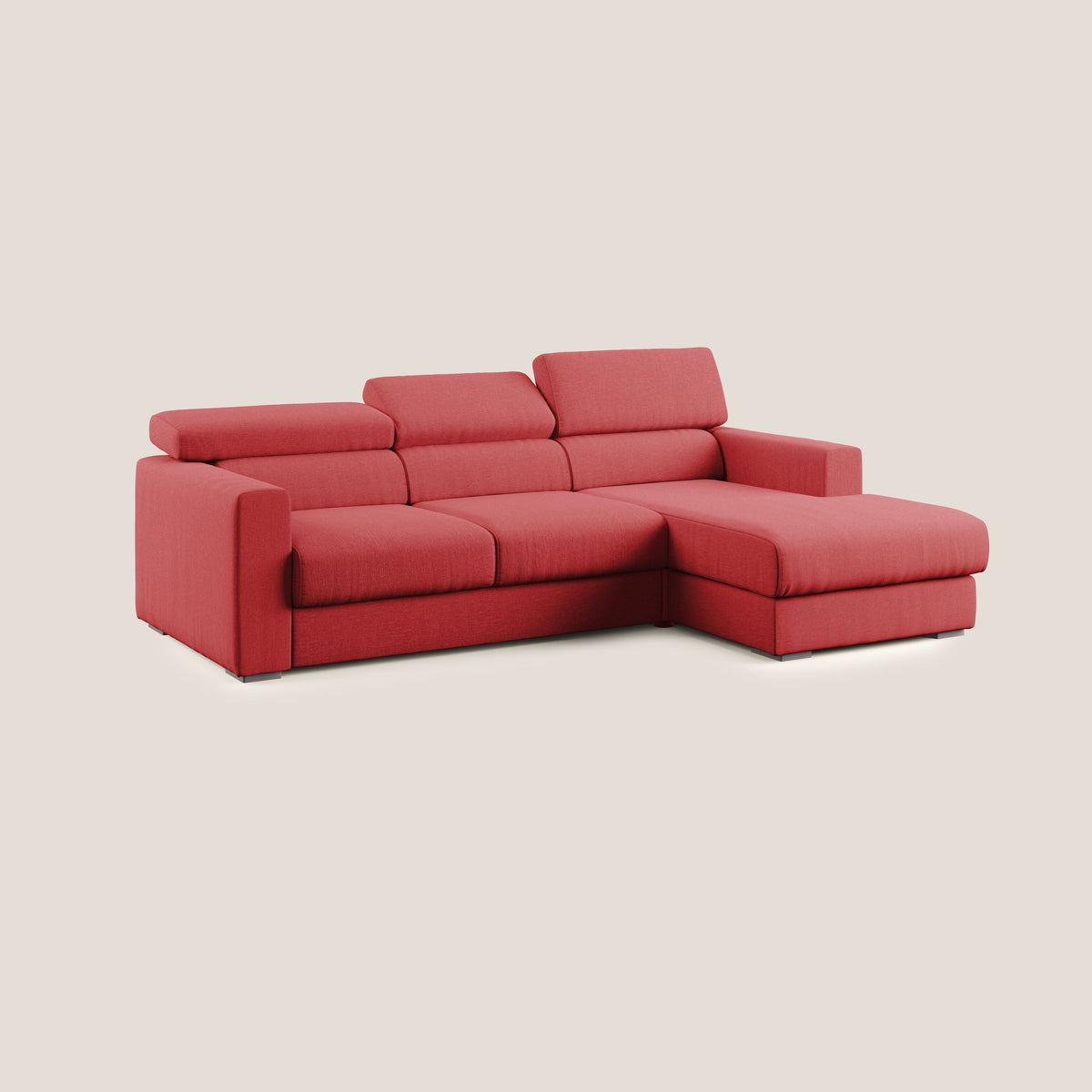 Dylan divano angolare con pouf estraibile poggiapiedi in tessuto simil cotone impermeabile T13 rosso - divitt.sbs