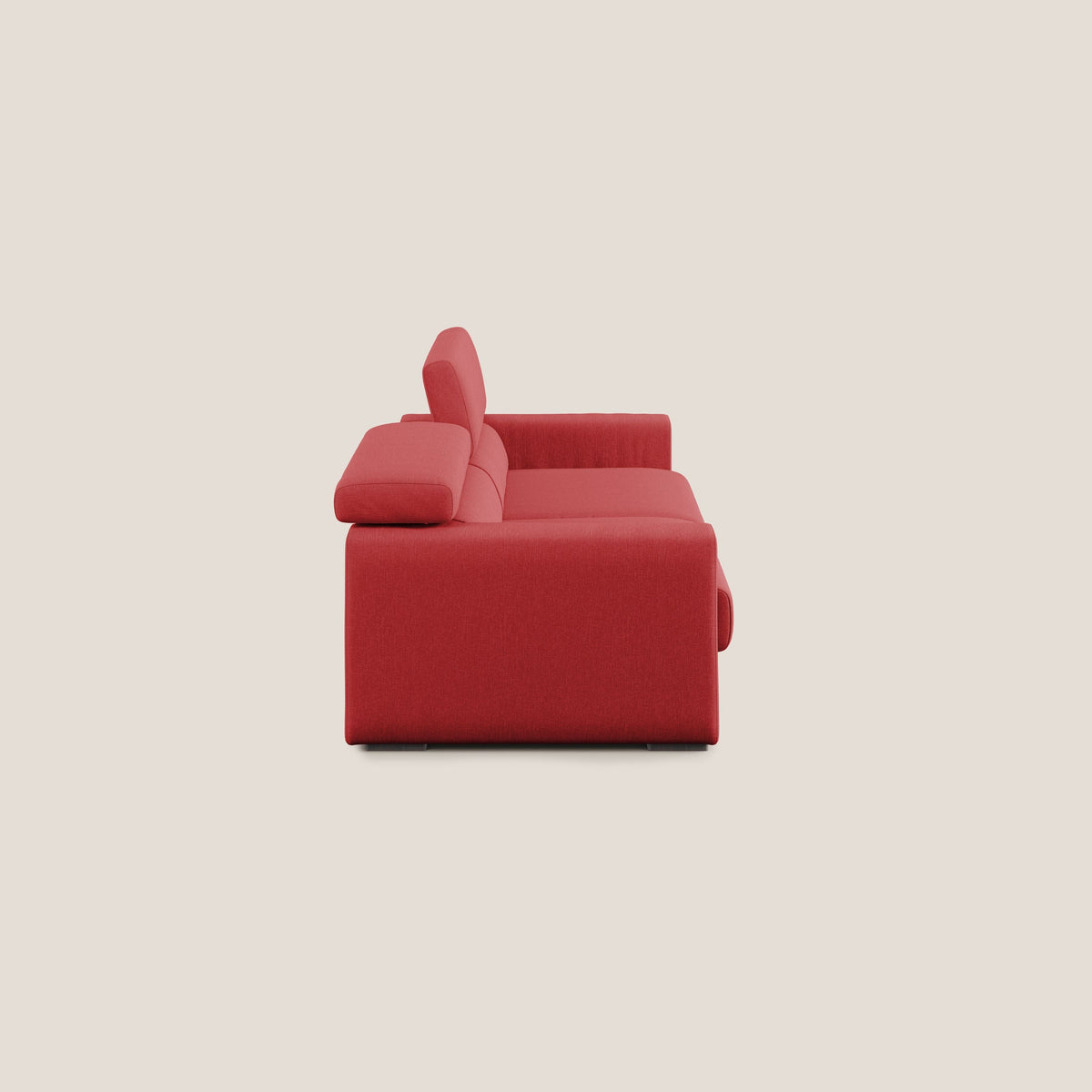 Dylan divano allungabile con pouf estraibile poggiapiedi in tessuto simil cotone impermeabile T13 rosso - divitt.sbs