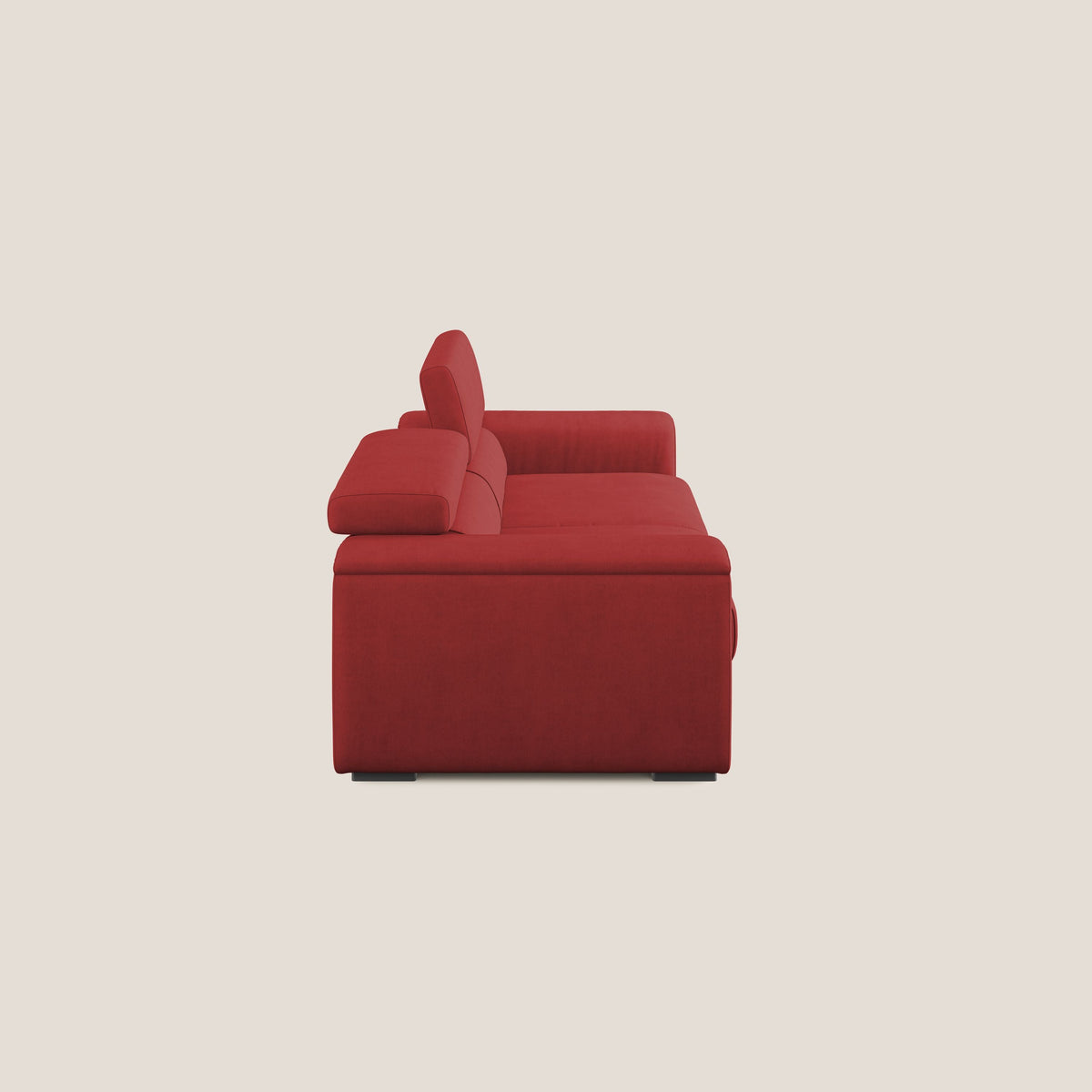 Zeno Divano con pouf estraibile poggiapiedi in tessuto morbido impermeabile T02 rosso - divitt.sbs